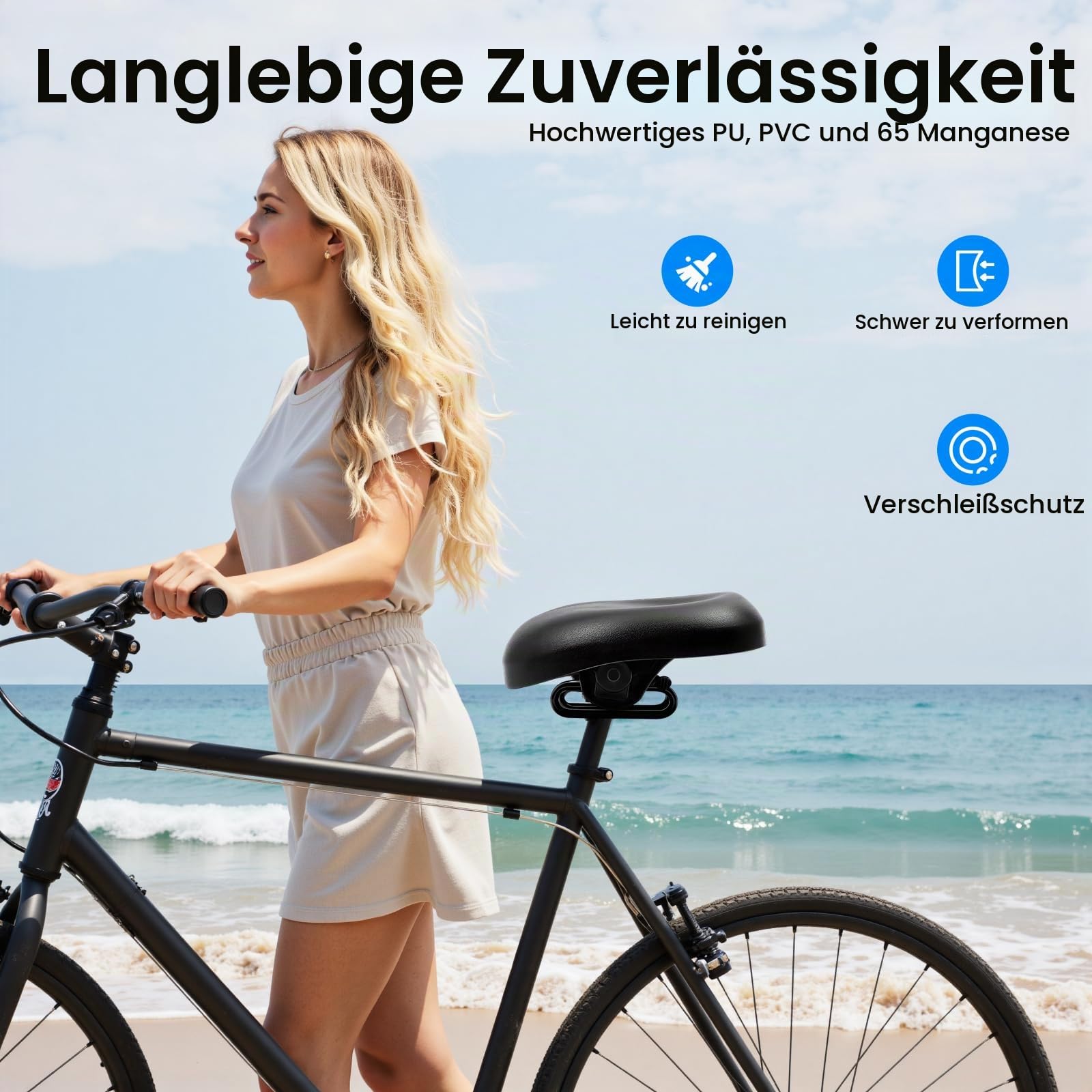 Nasenloser Fahrradsattel, Bequemer Fahrradsitz für Damen Herren Ersatz fahrradsitz Stoßdämpfung Sitzkissen 8.62-9.69inch Einstellbare Breite für Rennräder Mountainbikes E-Bike