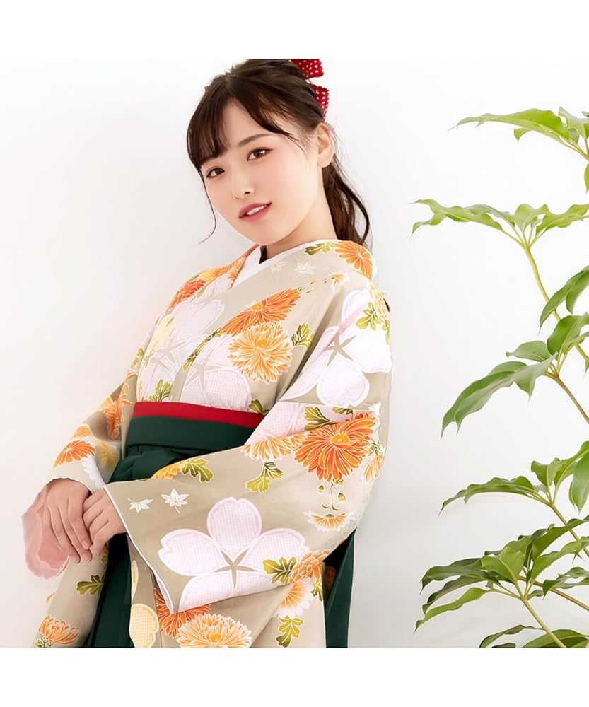 子供用 袴 4点セット 簡易着付け 卒業式 花曇りに古菊 Amazon | [