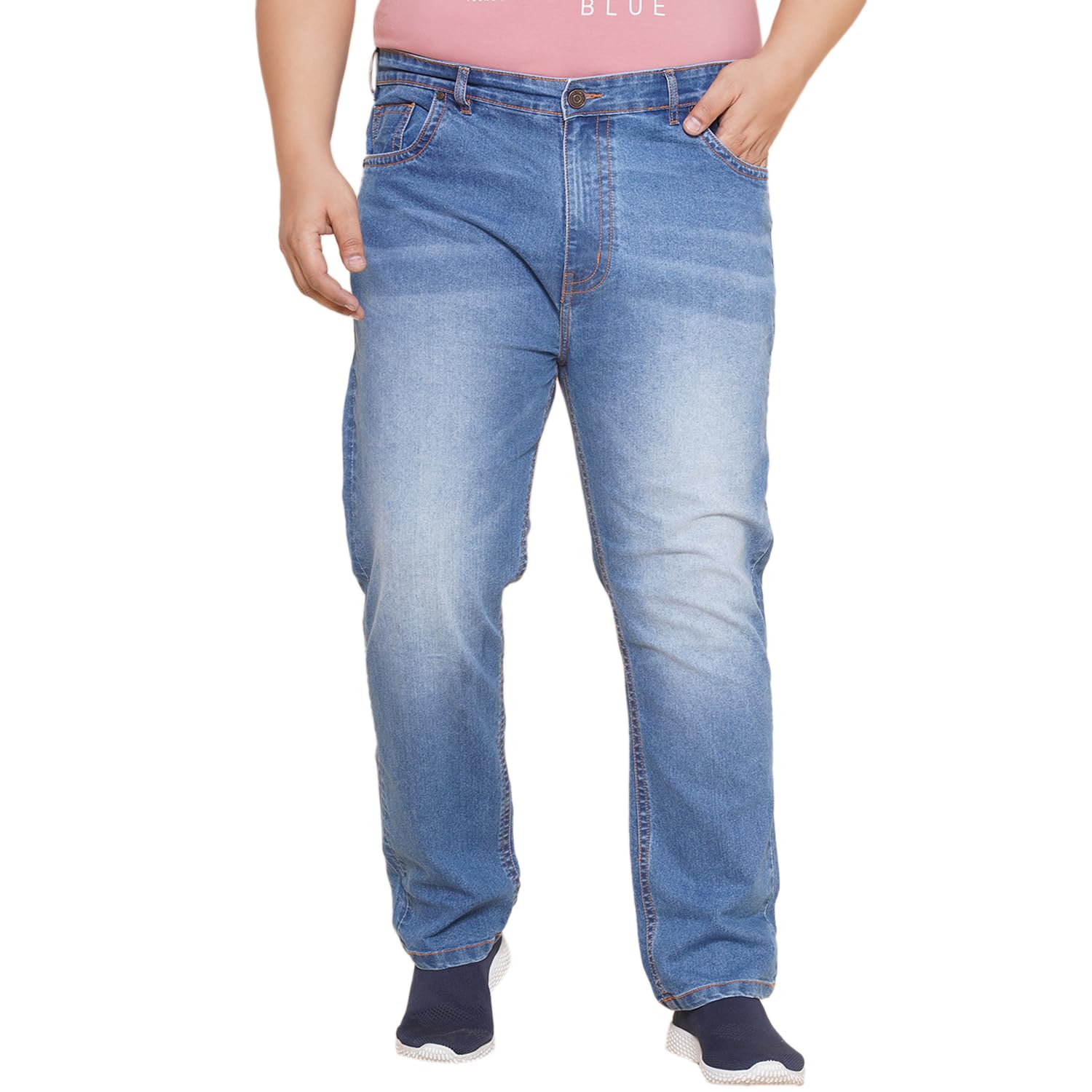 JOHN PRIDE Plus Size Men's Stretchable Mid-Rise Comfort Fit Clean Look Blue Cotton Jeans for Men - Review, Price and Buying Guide
