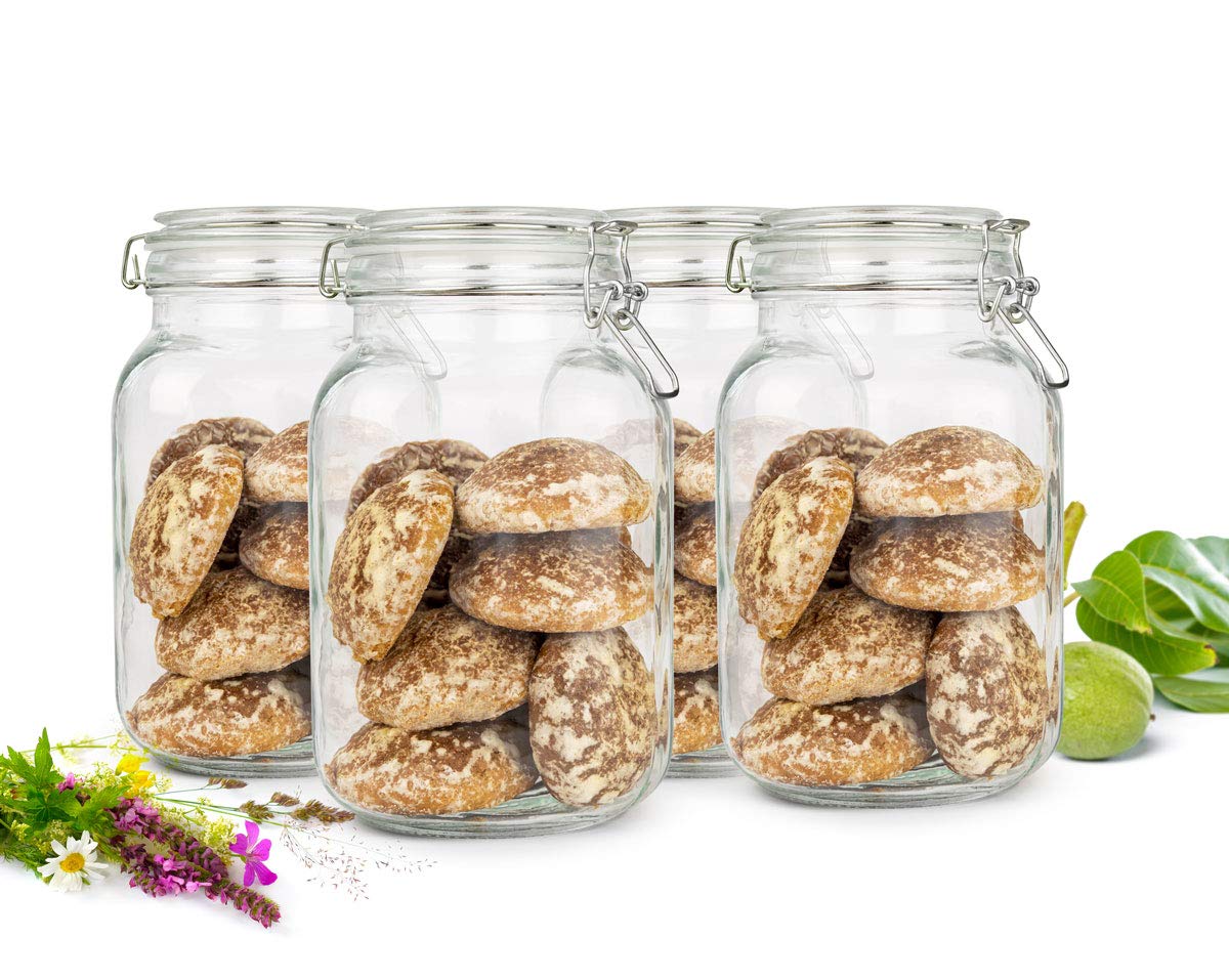 10x Glazen Confituren Pot/weckpot 750 Ml Met Beugelsluiting En Rubberen Ring Weckpotten
