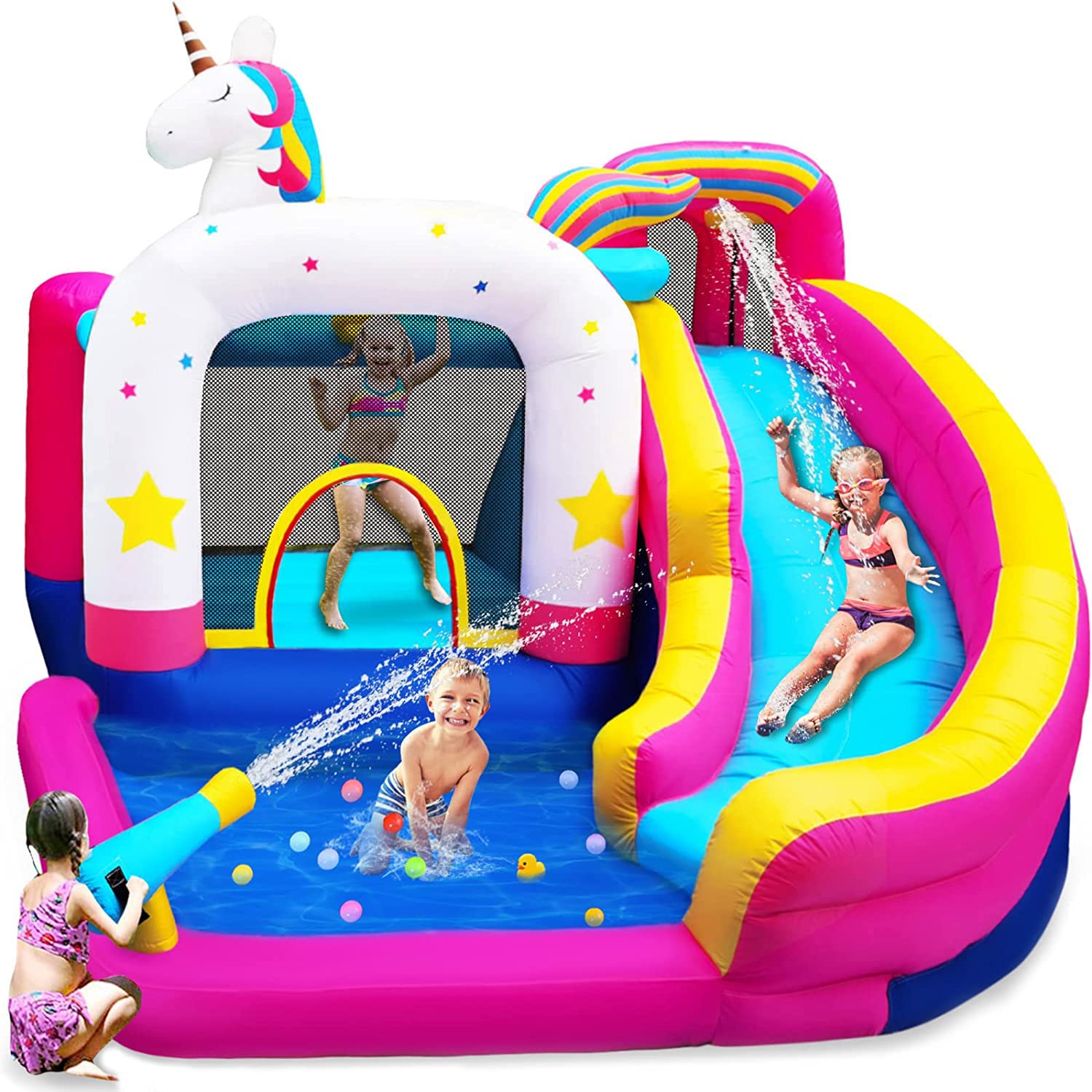 Buy TiliKuly Kid Inflatable Water Slide Bounce House with Blower 450W