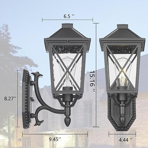 Miniatura 4 de Luminzone Luces de porche al aire libre con salida GFCI, lámpara de pared del atardecer al amanecer, lámpara de pared para porche, linterna de pared