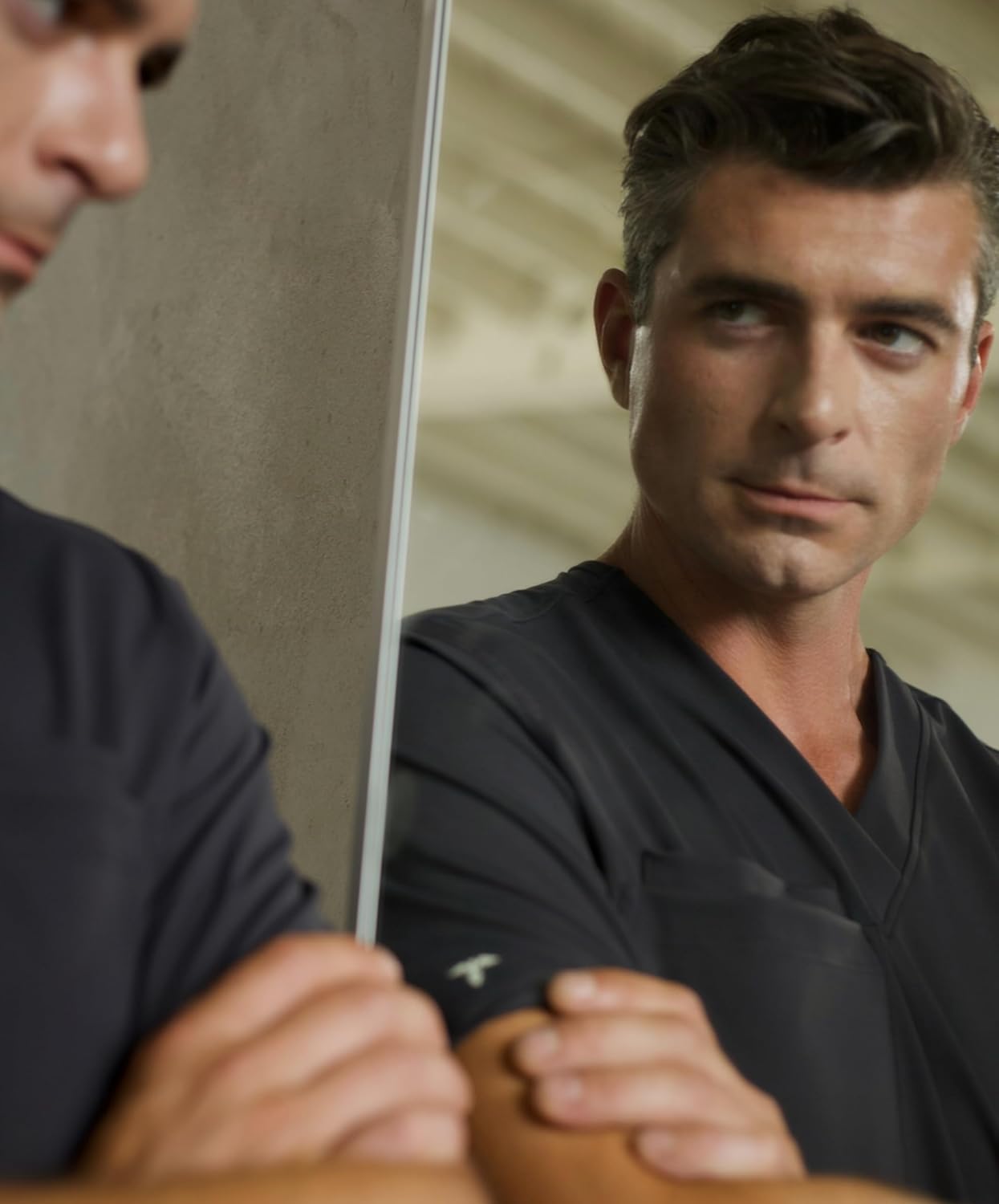 Scrub Top for Men - 3 Pockets, Tailored Fit, V-Neck, 4-Way Stretch, Moisture-Wicking - Image 7