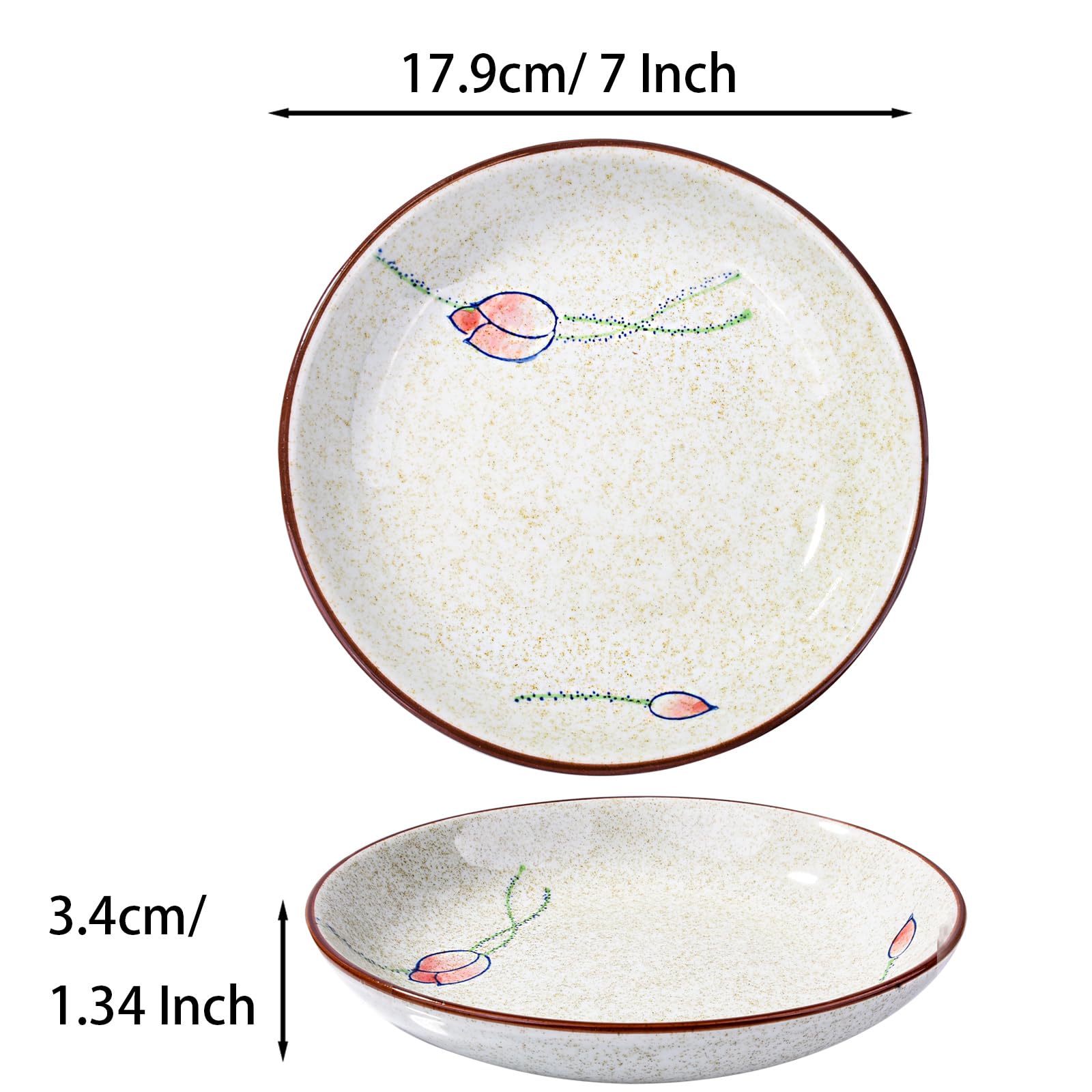 Lot de 4 assiettes japonaises en céramique (YPL, 17,8 cm)