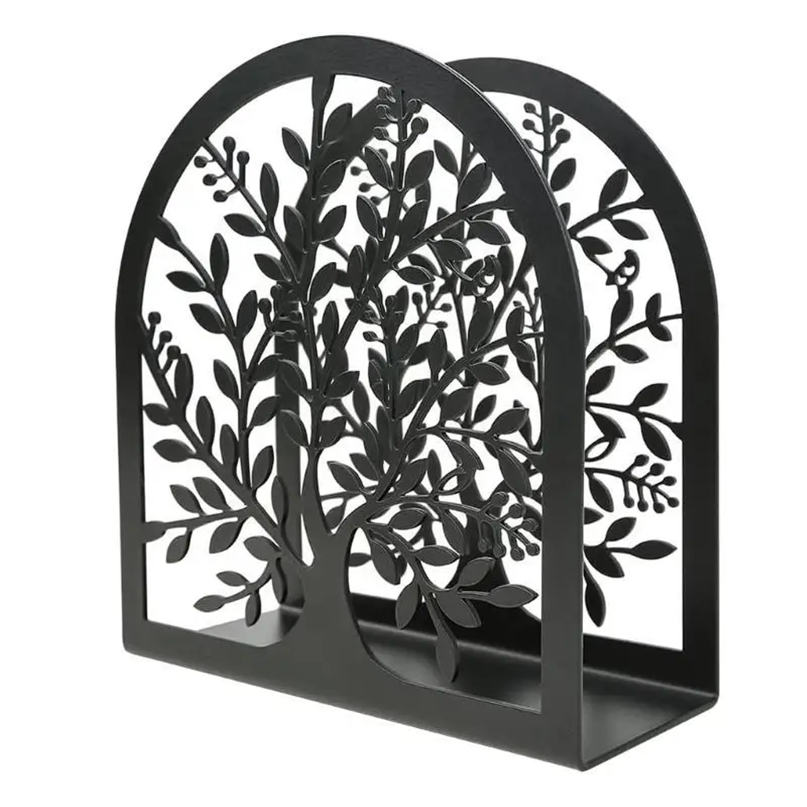 Napkin Holder Contemporary Kitchen Table Tissue Dispenser Freestanding Napkin Rack Space Saving Tabletop Accessory(Black)