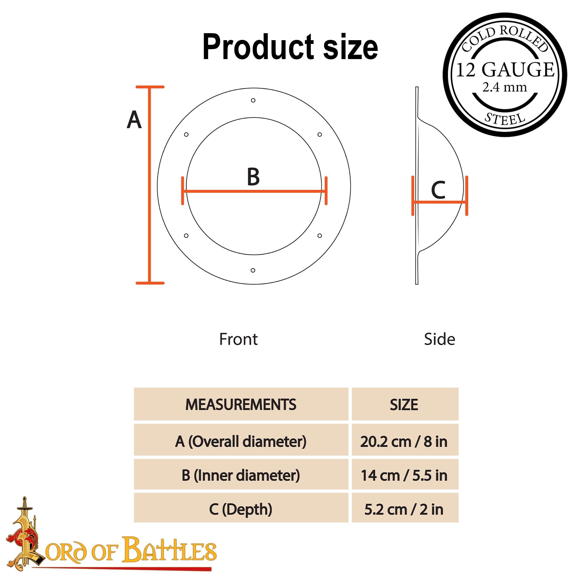 Lord of Battles Medieval Shield Umbo Hand Forged Boss Fully Functional Historical Battle Ready Round Shield Umbo 7.9" for LARP Cosplay - Image 2