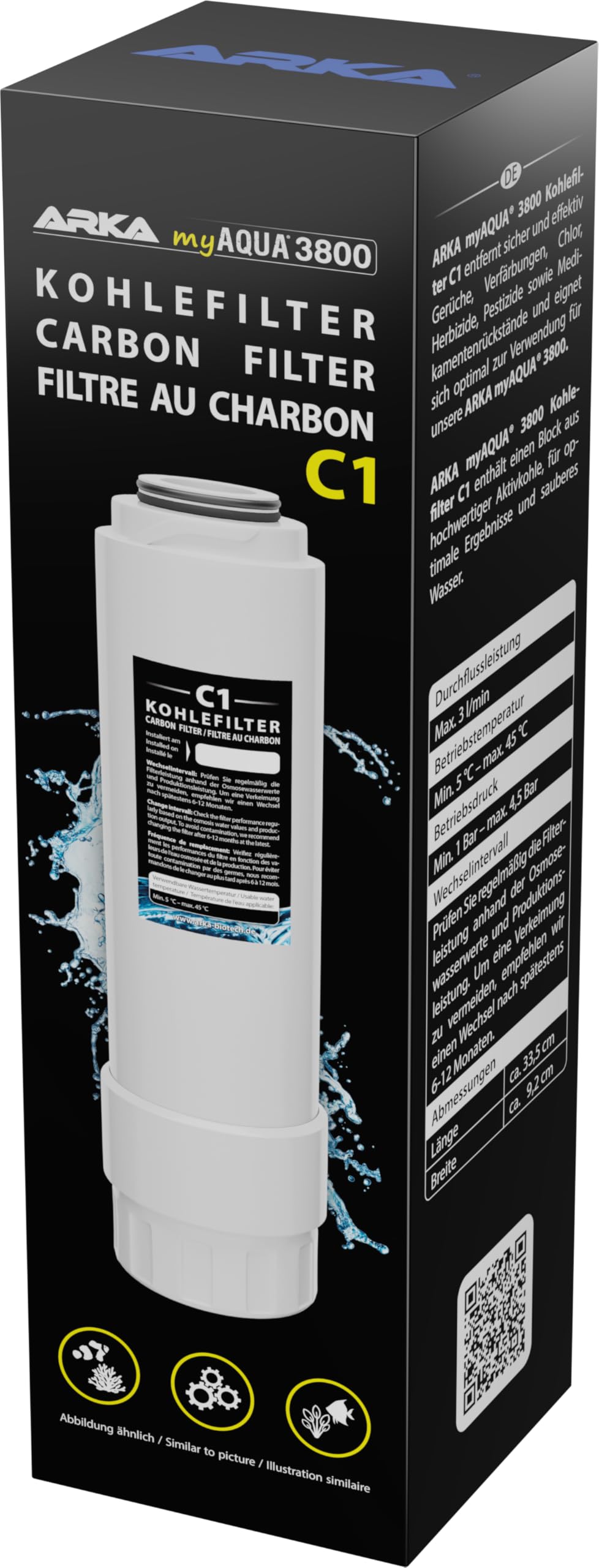 ARKA KF1MD3800 Kohlefilter Carbon Filter C1 myAqua 3800 Reverse Osmosis System, Multicoloured