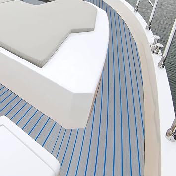 Boat Flooring EVA Foam Decking Sheet Faux Teak Marine Mat Marine Carpet Cooler Tops Seating Non-Slip Self-Adhesive Flooring Material for Motorboat RV Yacht Kayak Swimming Pool 95 x 35.5