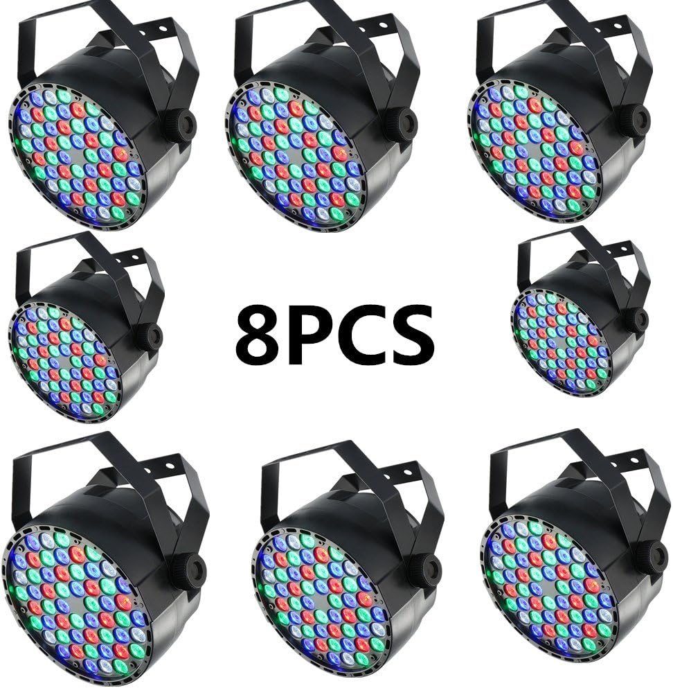 YMHWWW LED Stage Lights 54X3W LED DJ PAR Light RGBW DMX 512 Remote Control Stage Lighting Disco Projector for Home Wedding Party Church Concert Dance Floor Lighting Disco Club Party Bar (8PCS.)
