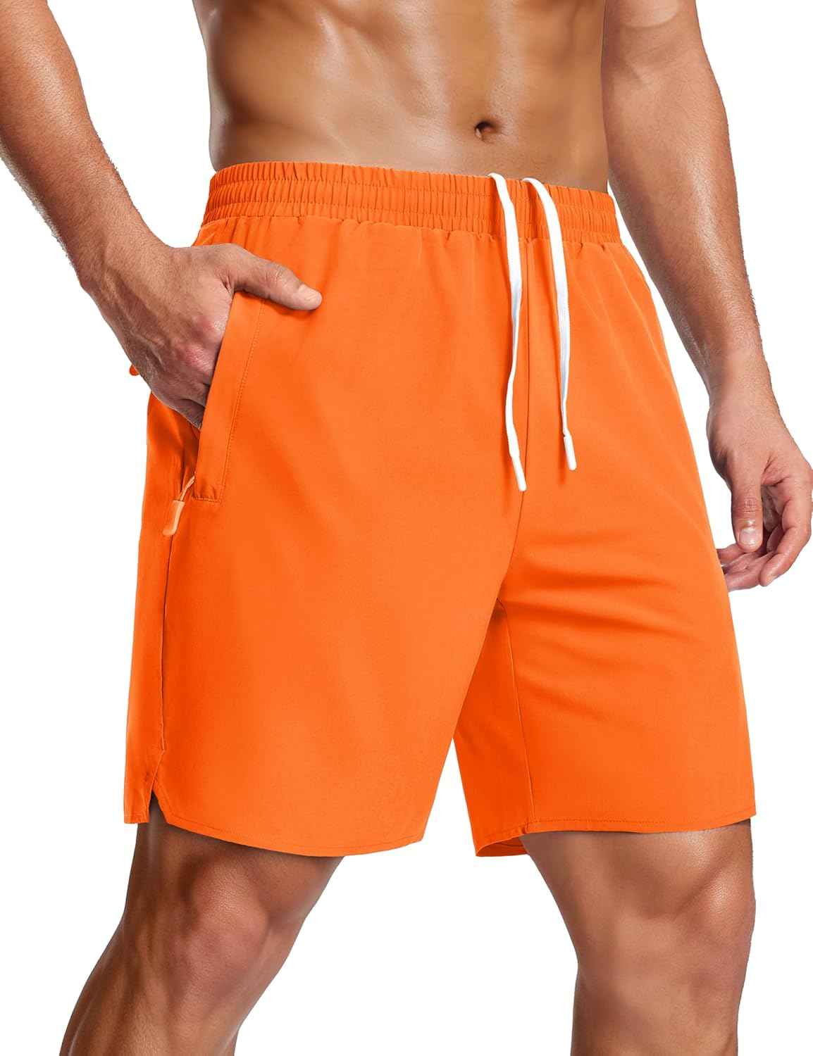 MAGCOMSEN Men's Workout Athletic Shorts 7" Quick Dry Lightweight Gym Hiking Water Resistant Zipper Pocket Shorts Casual