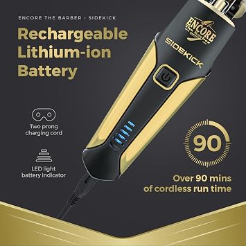 Sidekick Professional Barber Cordless Electric Hair Trimmer for Men | Clean Cutting | Lightweight |1.5 Hours Run time | Gentle on Skin | 10 pcs Grooming kit for Head & Beard
