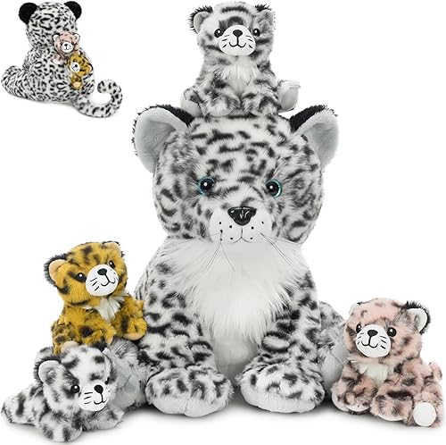 Miniatura 10 de MorisMos - Animal de peluche de dinosaurio con bebés, mamá dino T-rex de 23.6 pulgadas con 3 juguetes de peluche de bebé dino y 3 huevos de peluche