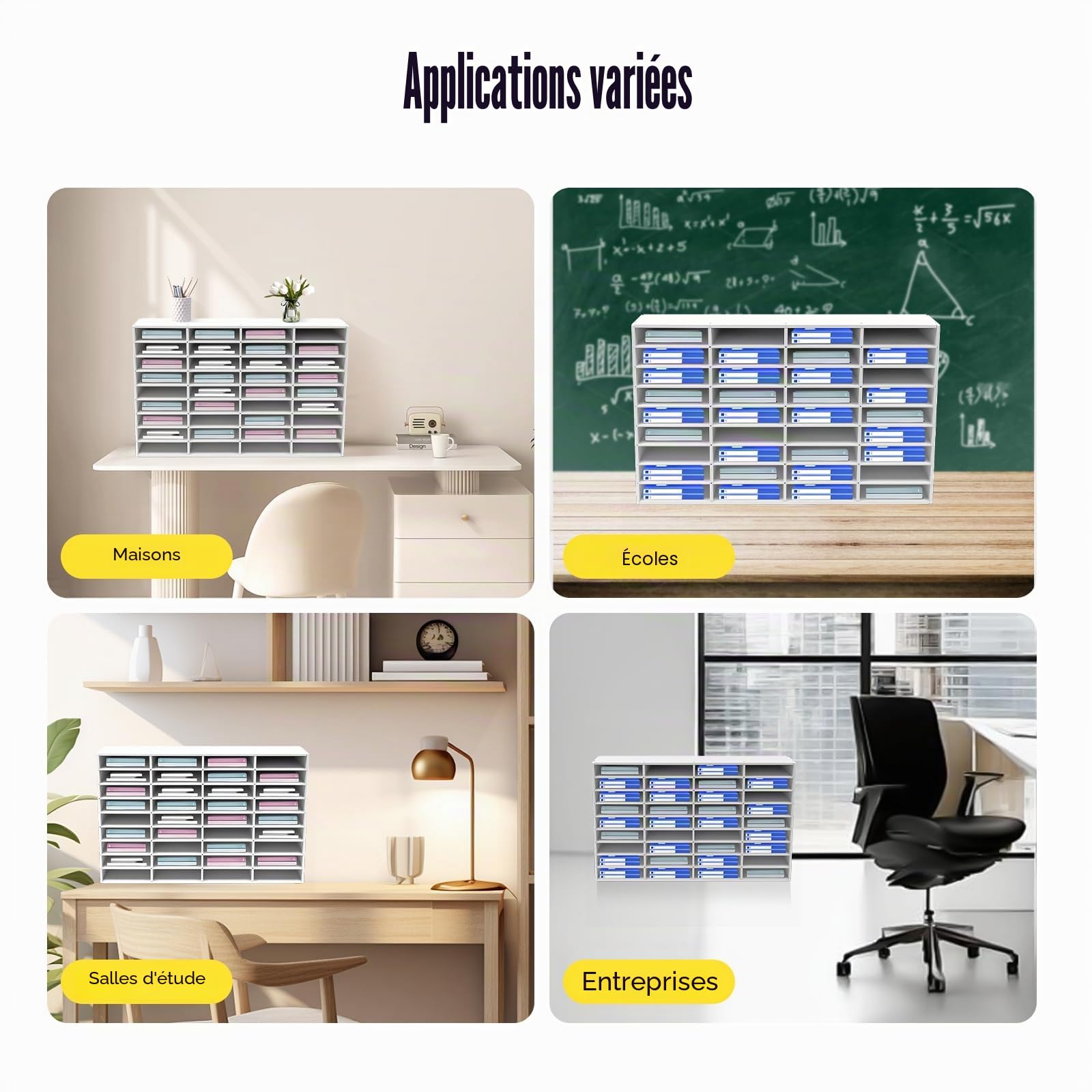 Organiseur de bureau, 36 compartiments pour documents, grand bac à courrier, organisateur de bureau, bacs de rangement pour bureau, porte-dossiers pour la maison, système de rangement 61