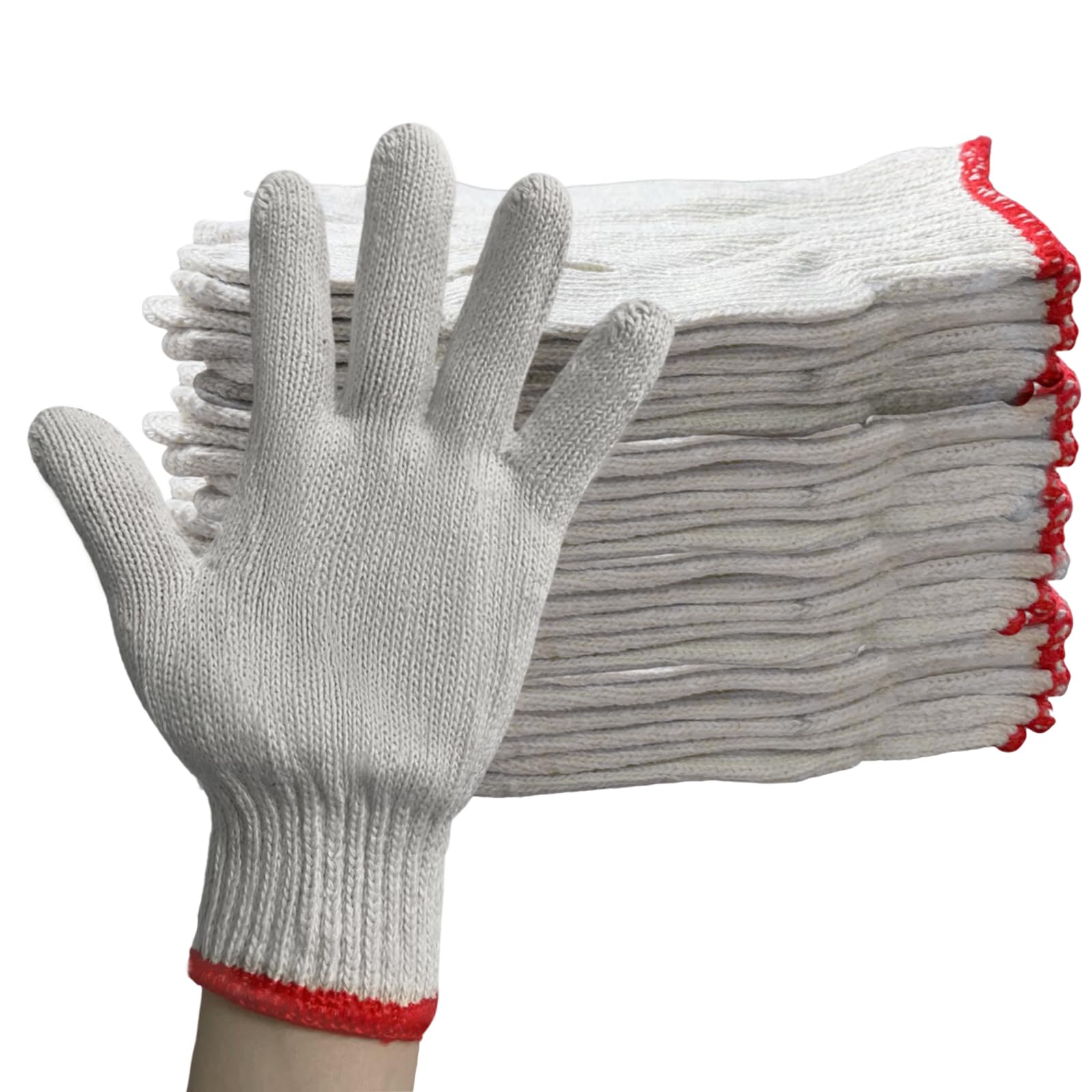 12 pairs (747g) labor protection cotton gauze gloves, woven work gloves, barbecue protective gloves thickened lining gloves industrial rope safety grip protection soft gloves., Large