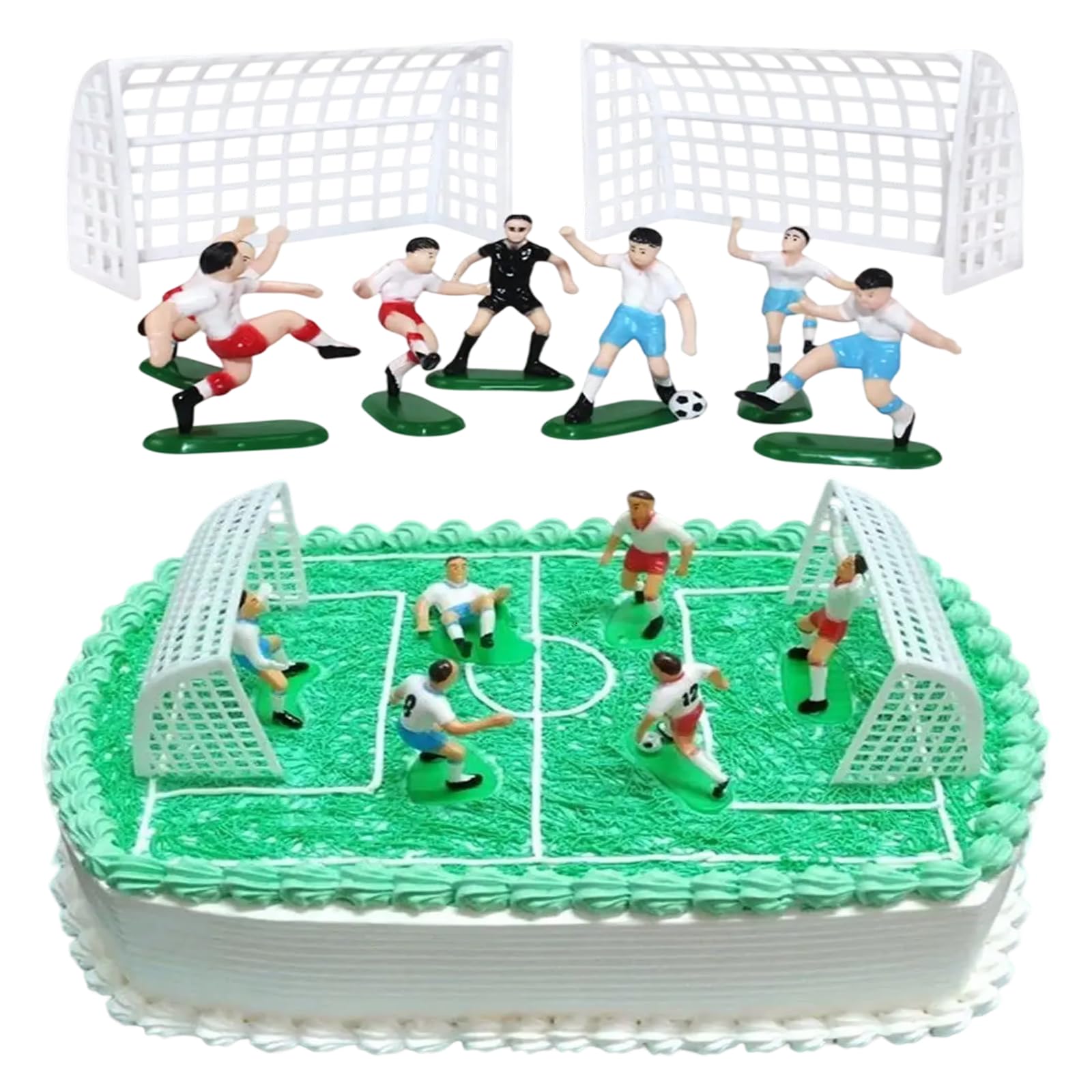 9Pcs Football Cake Decorations and 1Pcs Football Cake Topper, Personalised Football Cake Toppers Boys Party Supplies - Image 4