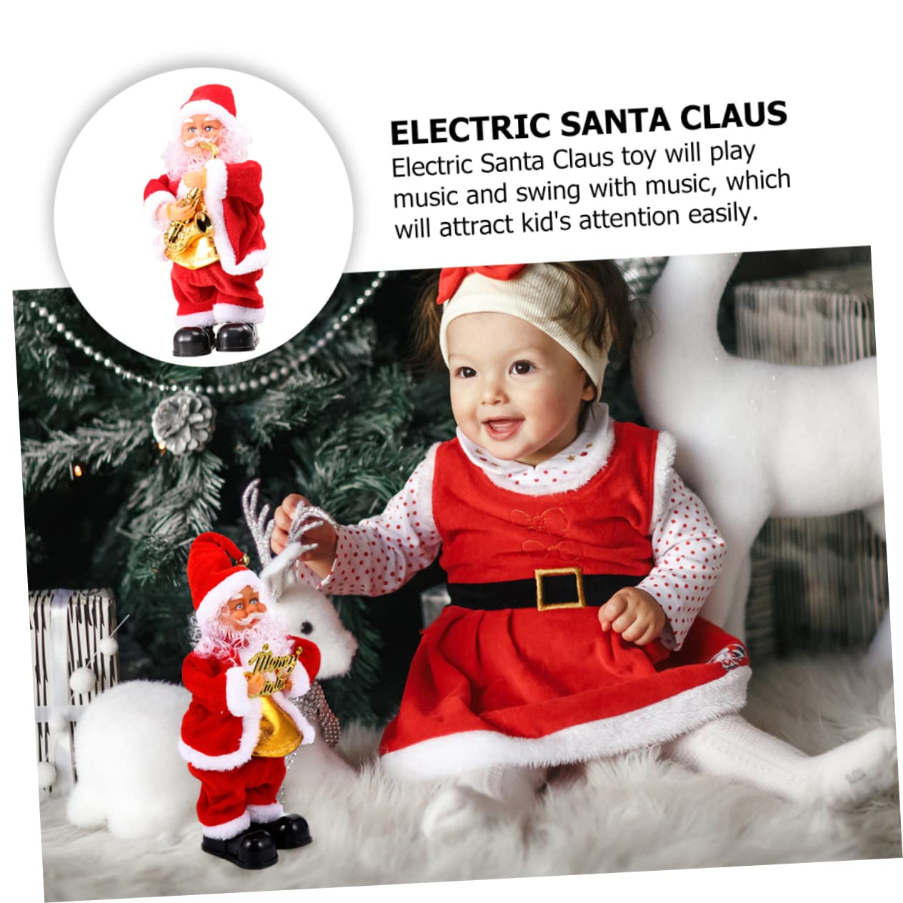 BESPORTBLE Muñeco Eléctrico de Santa Claus Sonoro para Navidad, Juguete Musical para Niños, Material Plástico y Tela, Adecuado para Adorno en Sala de Estar Varios Estilos