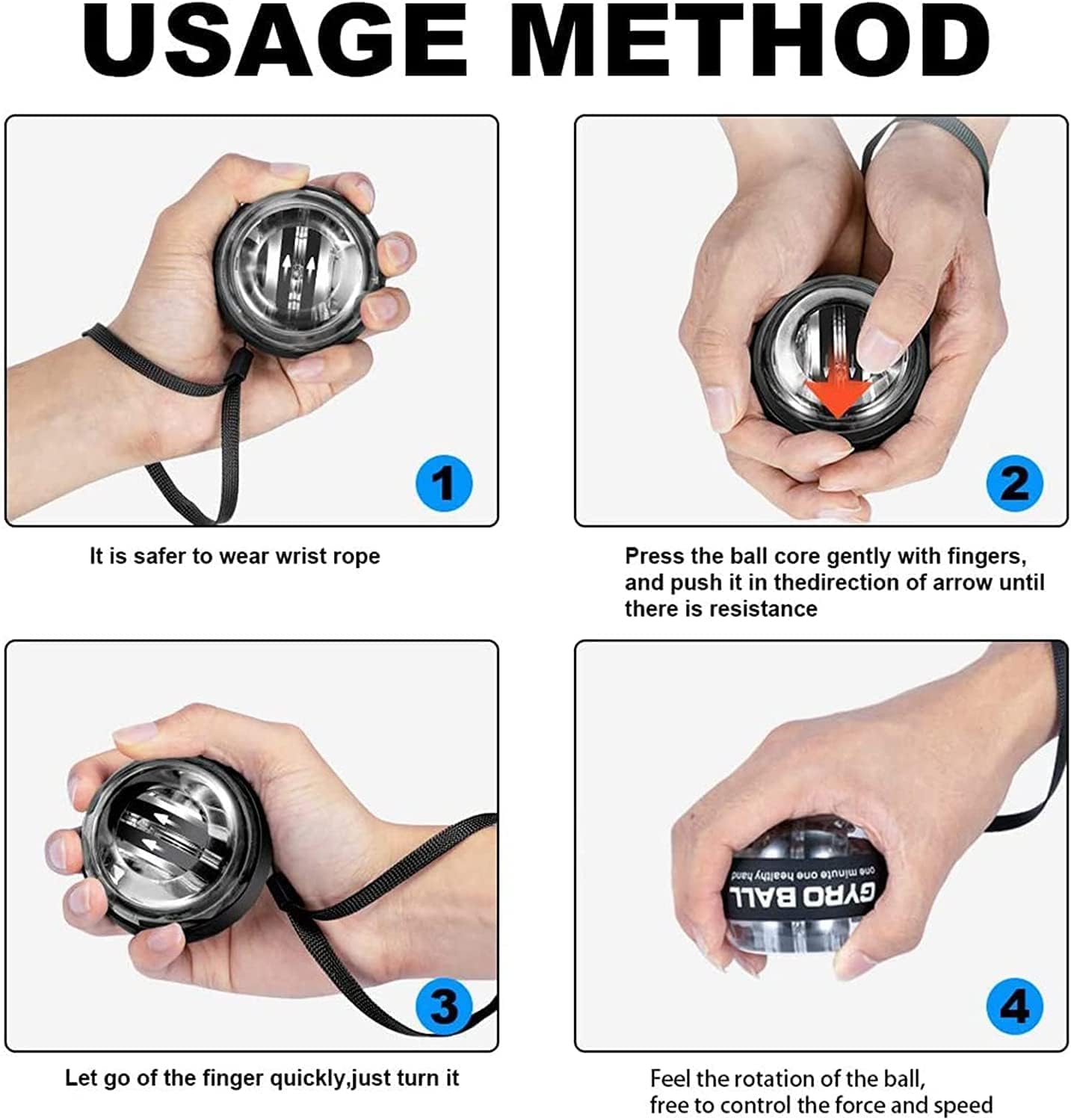 Handgelenk Trainerball,Gyro Handtrainer, Handtrainer, Unterarmtrainer und Muskeltrainer, Fitnessgeräte für das Training der Armmuskeln, Gyrotwister