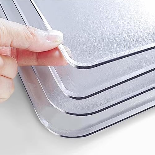 Miniatura 2 de FLAVYO Protector de mesa de PVC transparente, protector de mantel mate transparente sin olor, fácil de limpiar, película protectora de plástico para