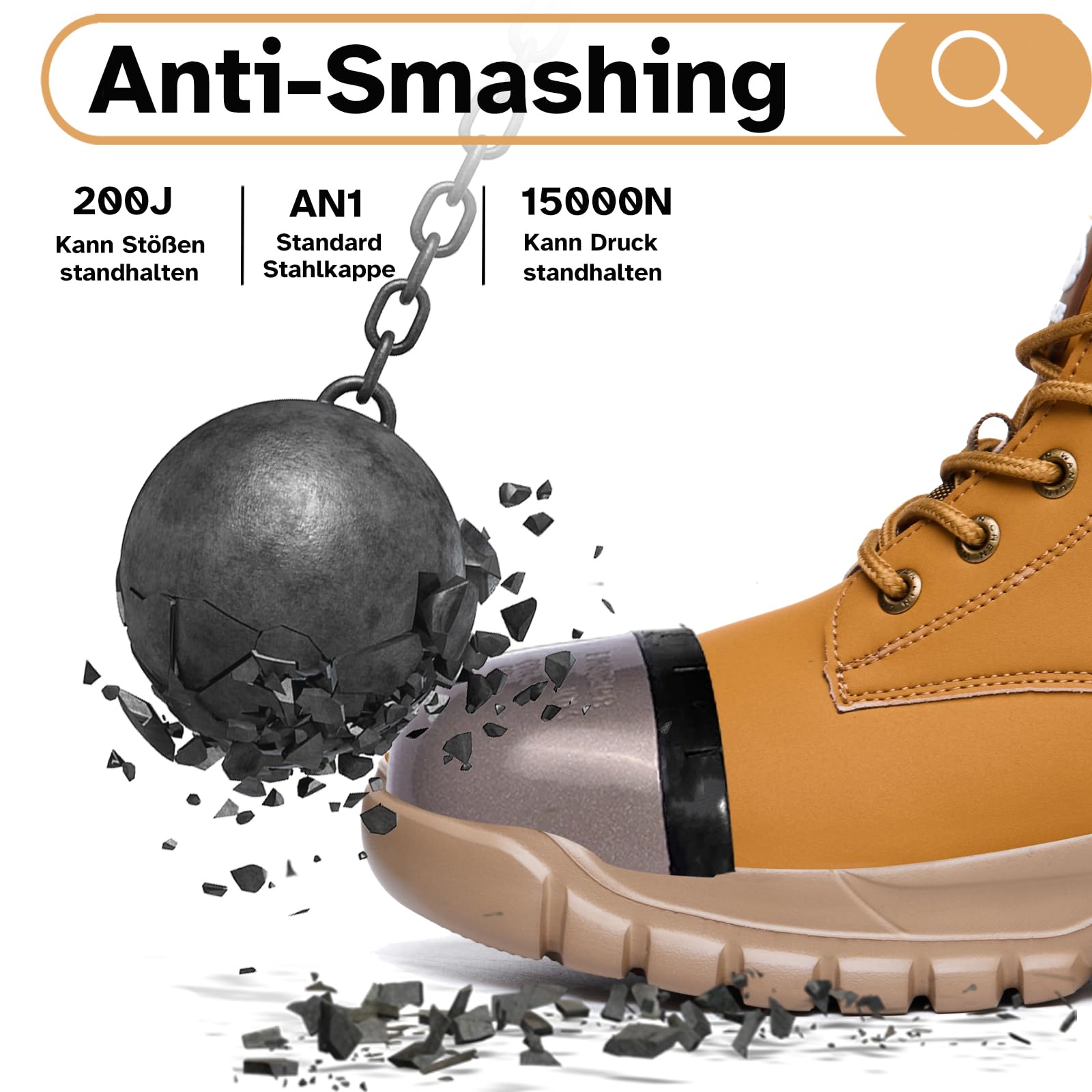 buty robocze wodoodporne dla mężczyzn i kobiet buty ochronne lekkie obuwie robocze ze stalowym podnoskiem antypoślizgowe buty budowlane trzewiki robocze, brązowy, 37 EU
