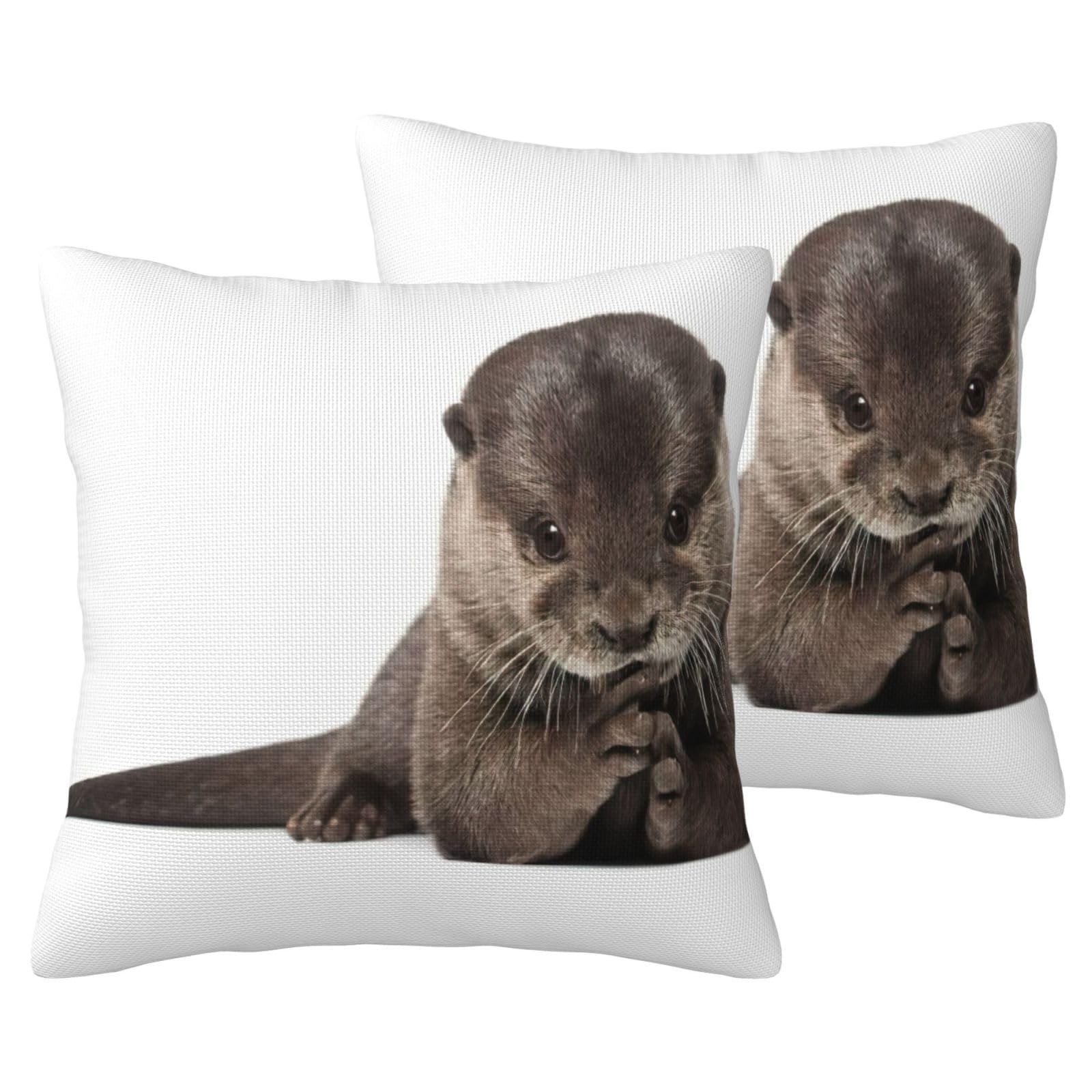 Housse de coussin loutre mignonne et décoration de canapé en lin synthétique
