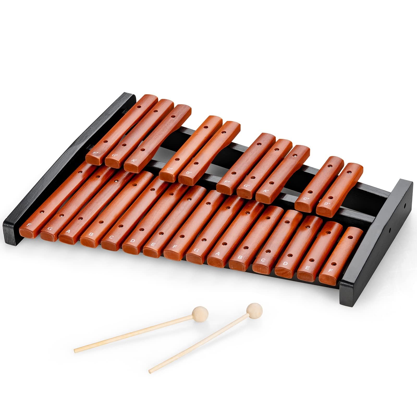 KOMFOTTEU Xilofono con 25 Note Scritte, Glockenspiel in Legno di Pino con 2 Mazzuoli, Strumento Musicale a Percussione a Mano con Borsa per il Trasporto, Metallofono Scuola Media per Bambini, Adulti