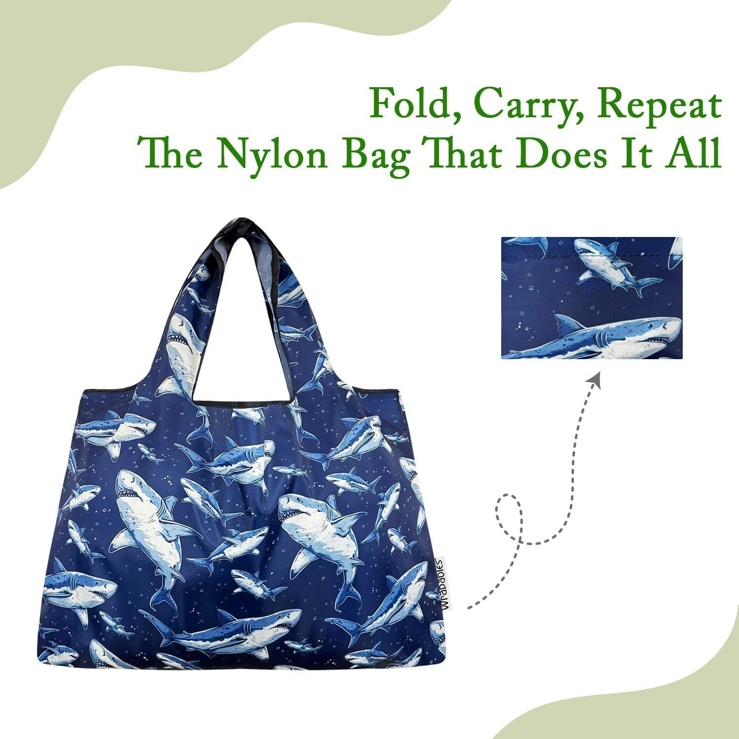 allydrew Large Foldable Tote Nylon Reusable Grocery Bags - Image 5