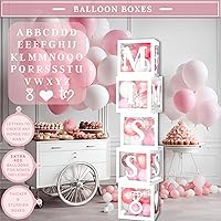 Vista 3 de 188 piezas de decoraciones rosas para despedida de soltera - Incluye arco de globos y cajas con letras de la A a la Z y más - Decoraciones