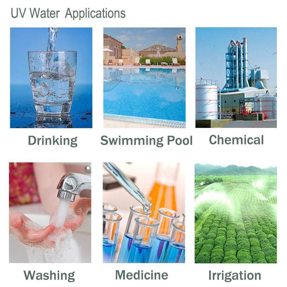 Stérilisateur d'eau UV 25W stérilisateur Ultraviolet en Acier Inoxydable 304, Filtre stérilisateur de purificateur d'eau ultraviolette, 6 GPM taux de stérilisation 99,99%, avec 2 Tubes UV