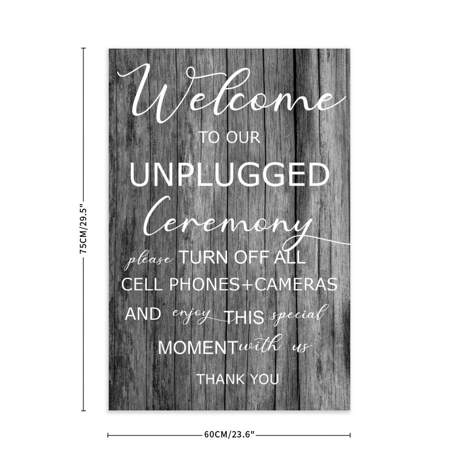 Unplugged Hochzeitsschild – Zeremonieschild – vertikales Hochzeitsschild aus Holz – rustikale Hochzeitsdekoration 76,2 x 50,8 cm