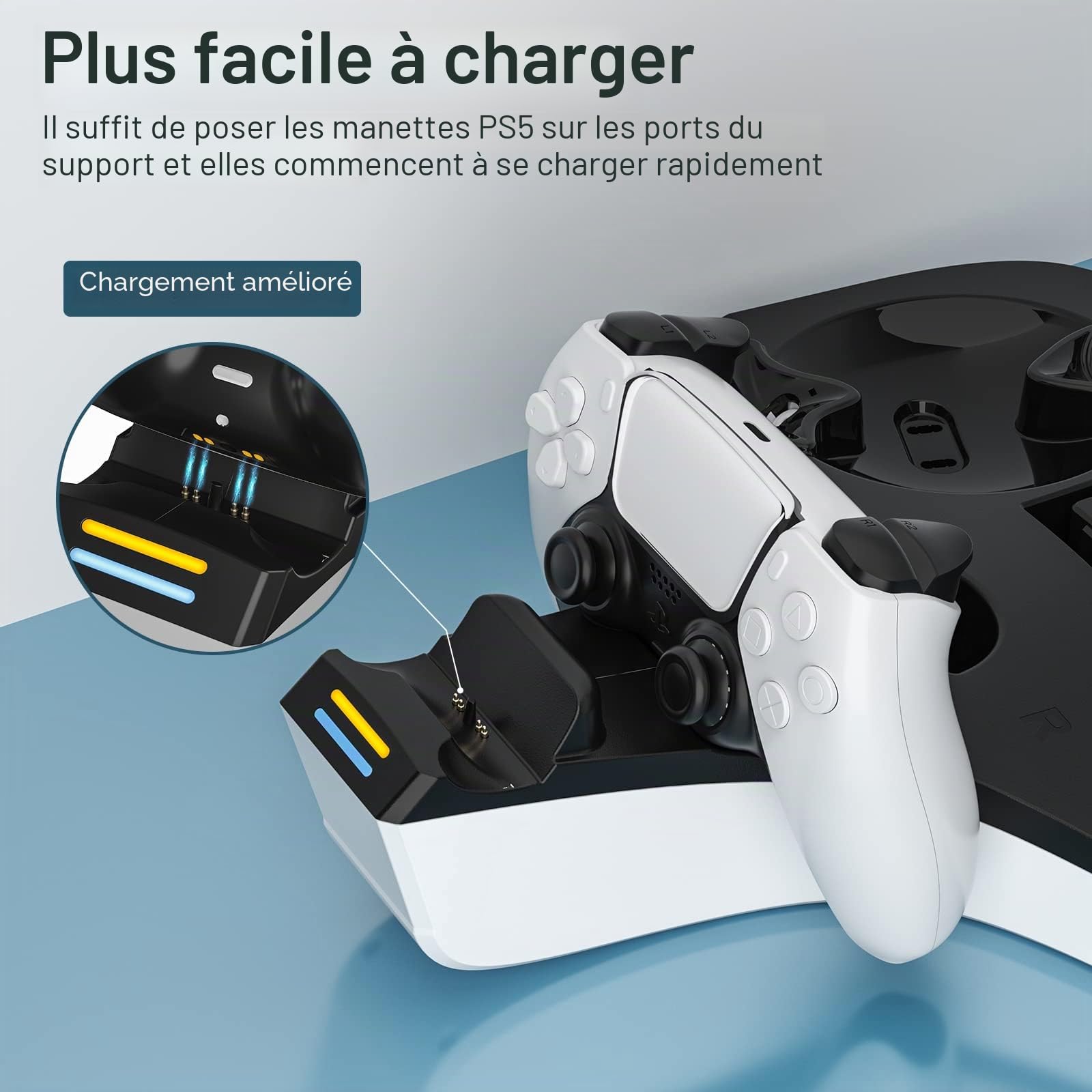 Station de charge pour PS5 VR2, PS VR2,Support de charge magnétique pour Playstation VR2,Station de charge magnétique pour manettes PS5 VR2,Indicateur LED,Support de casque VR