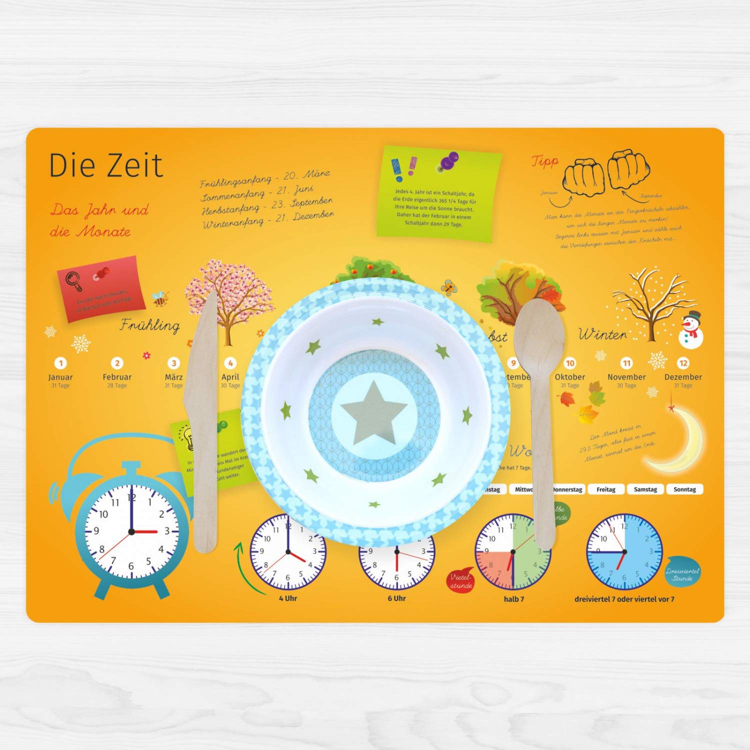 Vinyl-Tischset Für Kinder – Deutschland-Motiv, A3 (42x30 Cm), Wasserfest & Abwaschbar
