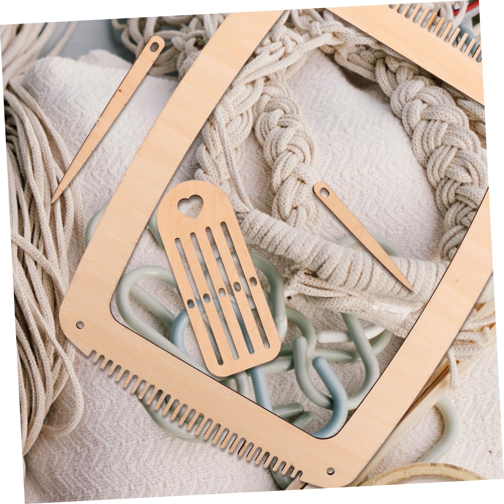 HOMSFOU 2 Juegos Kit de Tejer de Madera Manualidades Diy de Herramientas Telar Principiantes y Ligero y Portátil Bufandas Sombreros y Suéteres