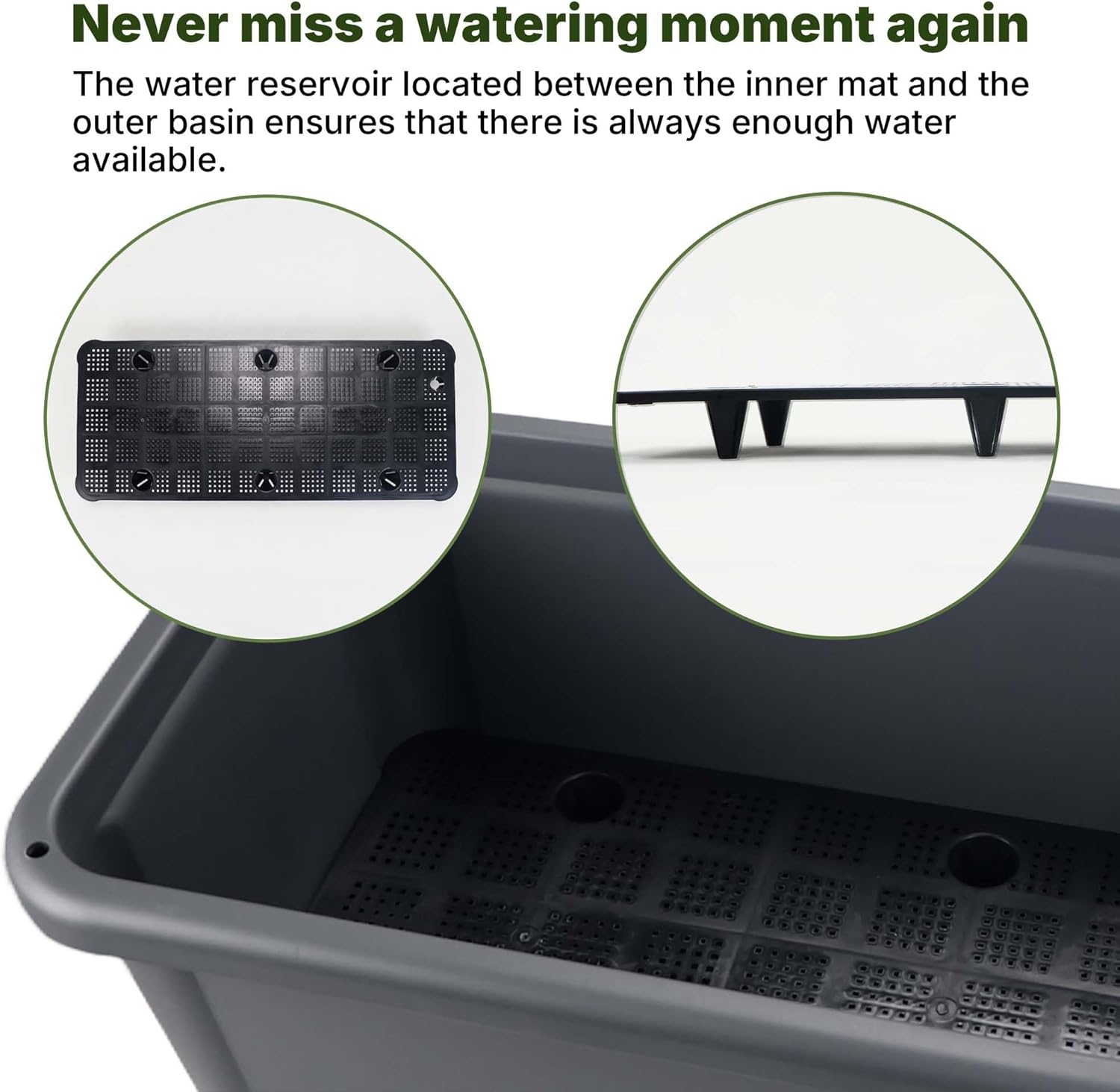 13.2 Gallon Self Watering Raised Garden Bed with or Without Transparent Ventilation Lid Greenhouse, Planter Box with Legs for Indoor/Outdoor Use, Ideal for Herbs & Vegetables (Grey, with Lid)