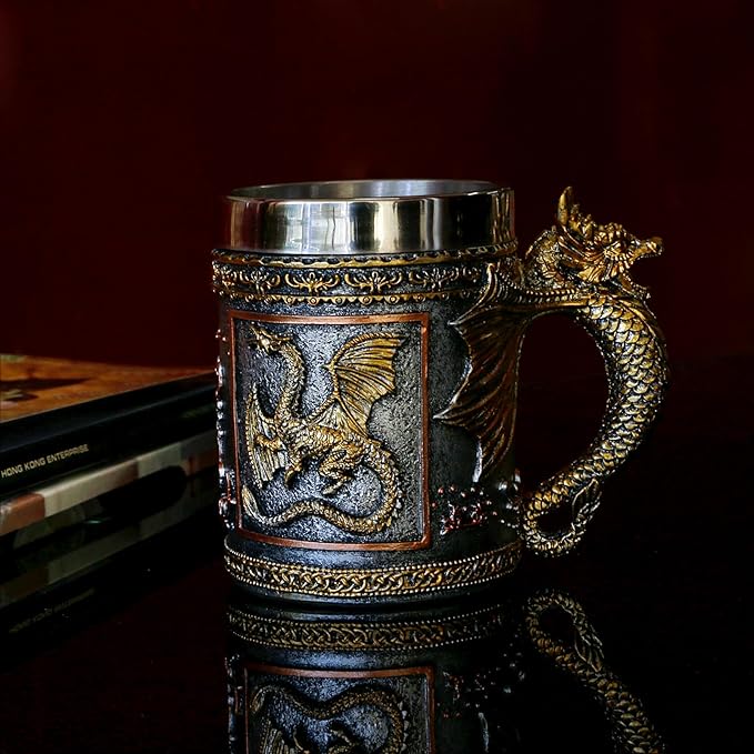 Stardew Valley tiene un nuevo competidor que te permite cumplir uno de tus sueños 9 71jQr09SkcL. AC SX679 alikiki Medieval D&D Dragon Coffee Mug - 15.8oz Stainless Gold Roaring Dragon Beer Drink Mug for GOT Lovers Collector Ideal Novelty Gothic Father Day Gift Party Decoration