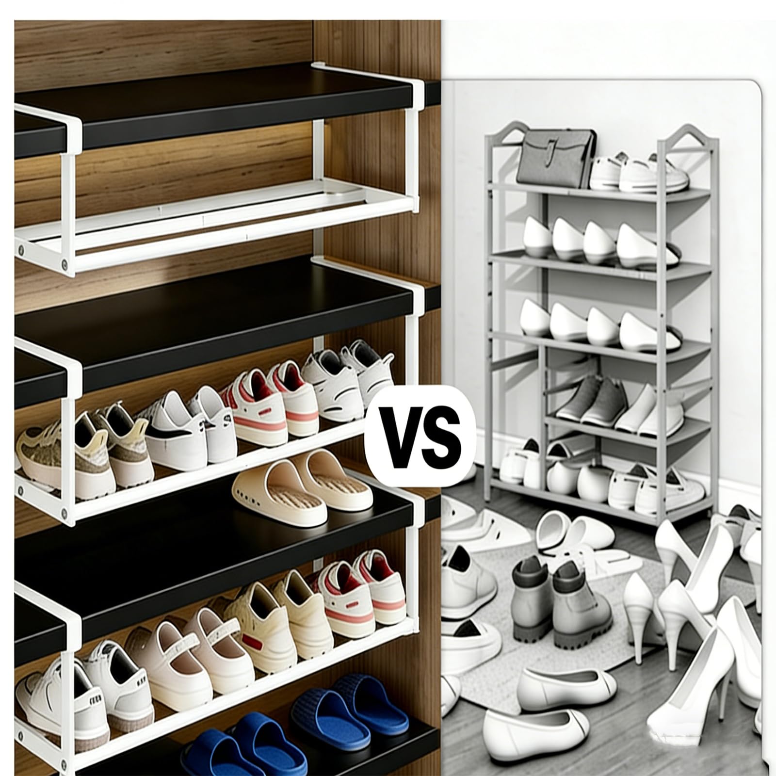 2 Pezzi Scarpiera Appendibile Per Armadio, Retrattile 40-70 cm, Ripiani Regolabili Sotto I'armadio, Scarpiera Salvaspazio,per Porta Scarpe da Ingresso, Armadio, Cucina e Ripostiglio(Bianco)