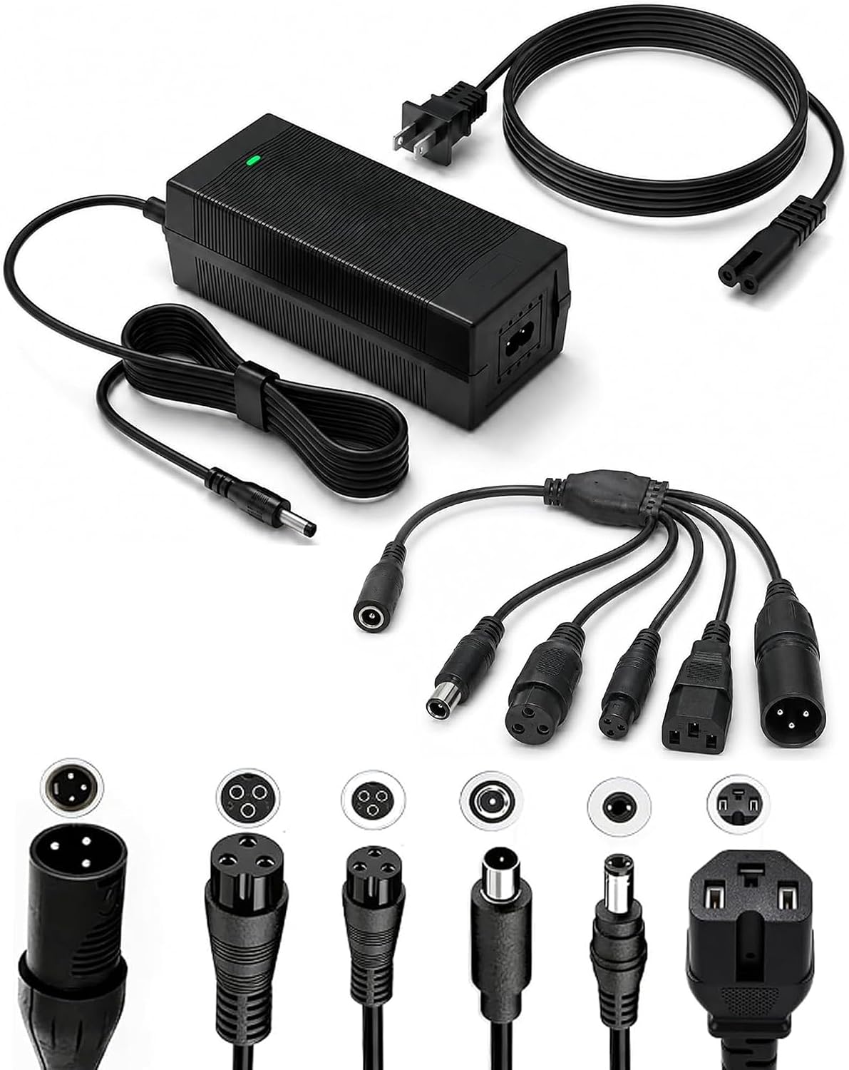 54.6V 2A Fast Electric Bicycle Charger for 48V Ebike Battery, 5 Adapter Plugs, Overcharge Protection, Replacement Charger Compatible with Ecotric City/Beach, Lectric XP 2.0/3.0, Evercross H5/H7