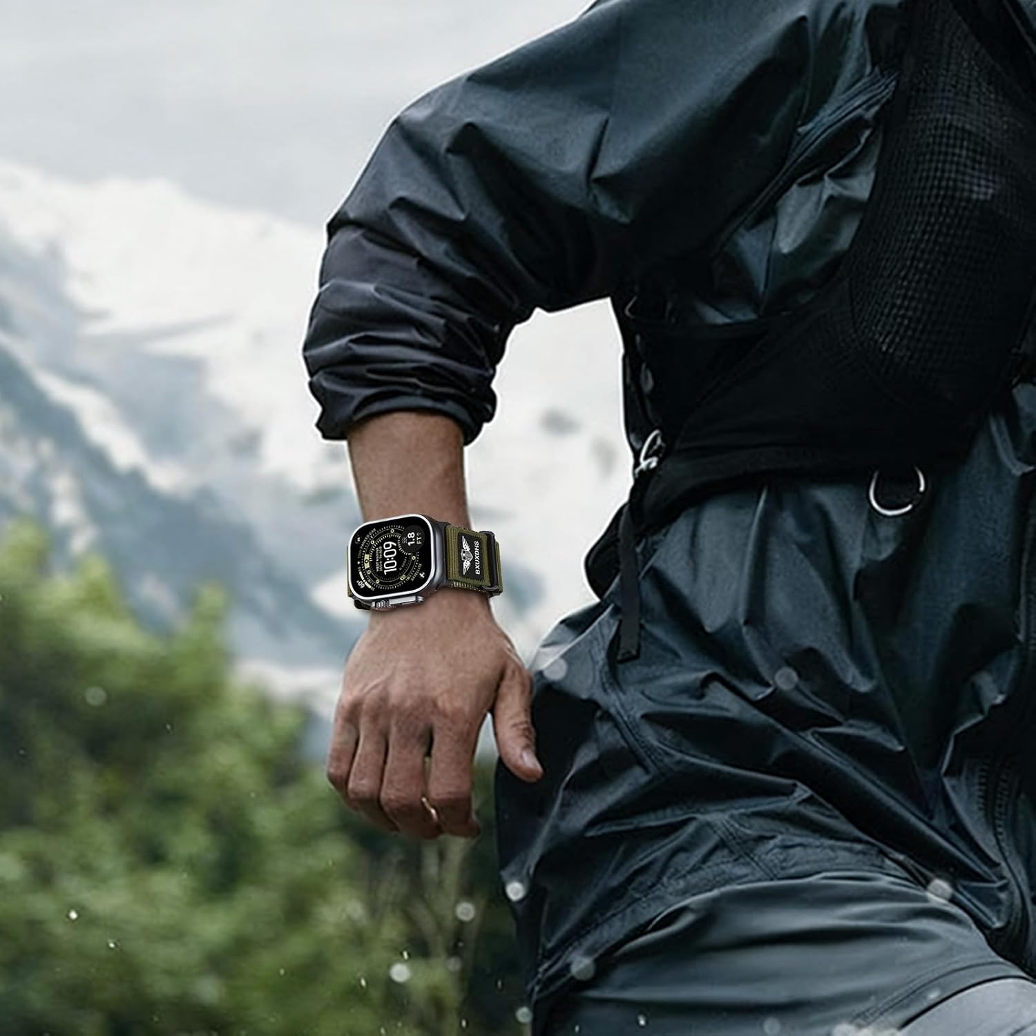 Rugged Trail Loop Bands for Apple Watch Ultra/3/2 Band 49mm 46mm 45mm 44mm 42mm Men,Stars-Stripes Flag Woven Nylon Sport Strap Soft Fabric Wristband for iWatch Series 11 10 9 8 7 6 5 4 3 SE 3/2nd 49 - Image 5