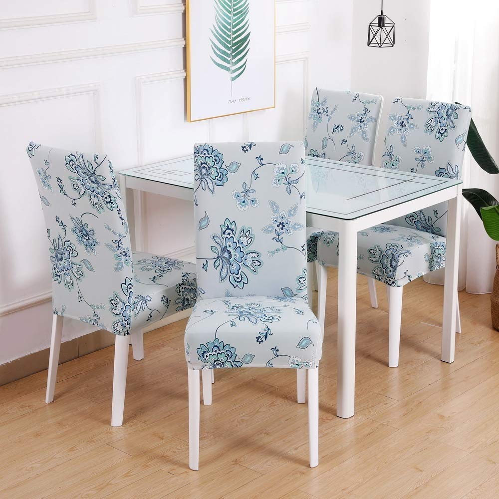Coprisedia 2/4/6 Pz allungabile Sedia della Copertura Lavabile di Stampa del Fiore Rimovibile Modello Seat Cover Fodera for Nuziale della Casa Chaise Coprisedia con Schienale