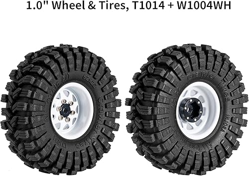 Vista 26 de INJORA 1.0 Beadlock - Juego de neumáticos de rueda de desplazamiento de 0.149 in para 1/18 1/24 RC Crawler Car Axial AX24 SCX24 FMS FCX24 TRX4M, gris