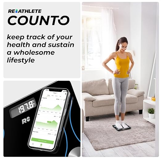 Báscula Inteligente REATHLETE COUNTO, Precisión 0.1 lb, LCD, Bluetooth, Negro miniatura 2