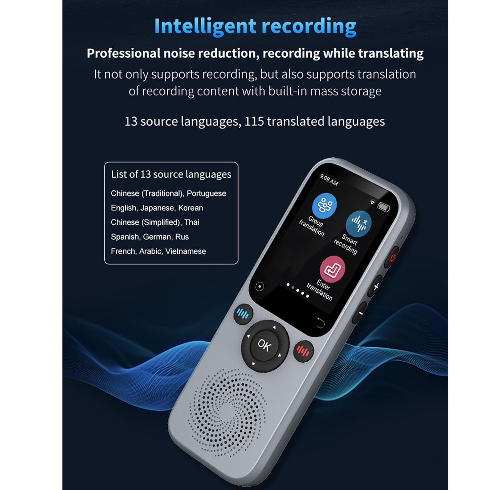 Jectse Dispositivo de Traducción de Idiomas, Traductor de Voz AI en Tiempo Real para 138 Idiomas, Traductor Instantáneo con Pantalla Táctil de 2.0 '' Compatible sin Conexión/en