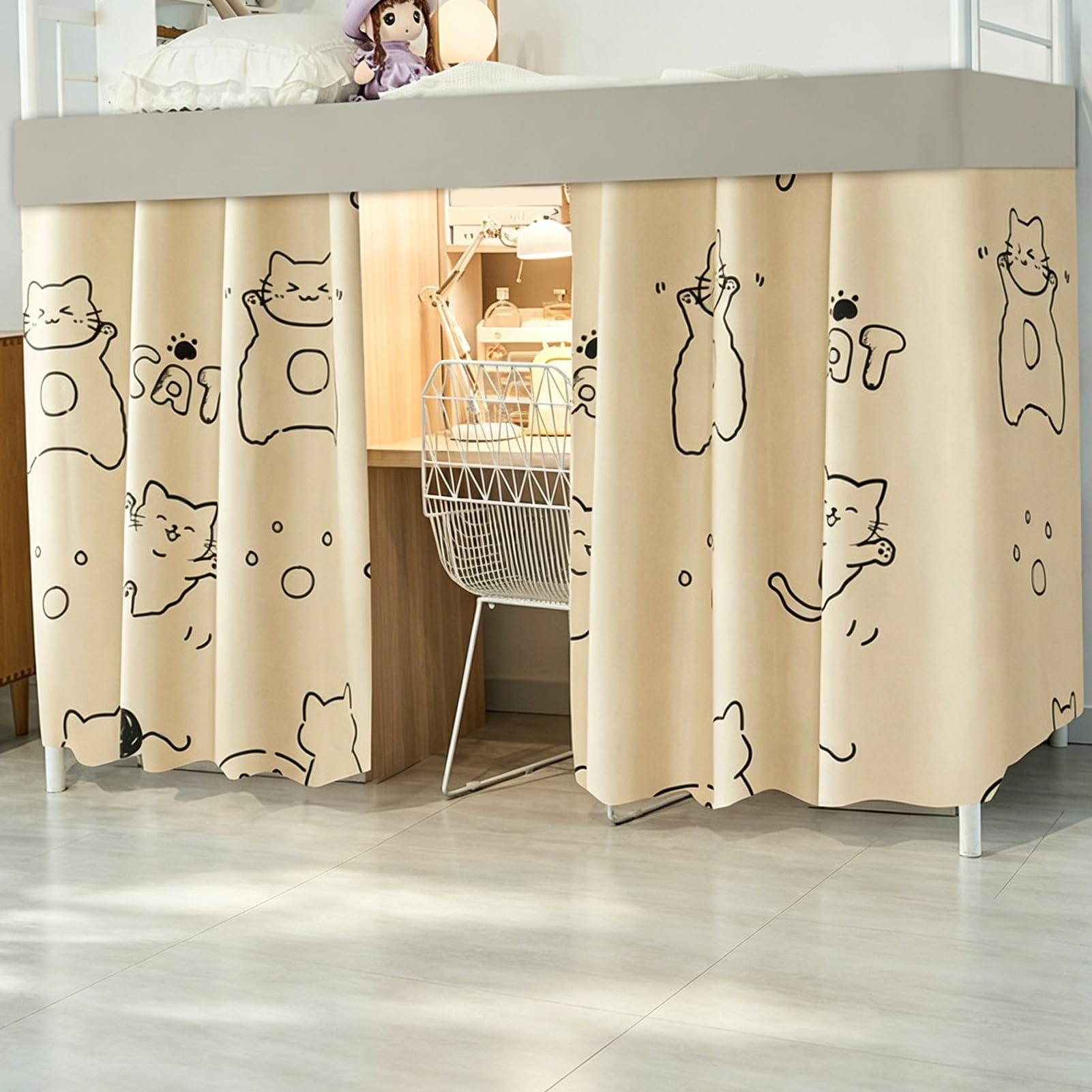 ZZYK Blackout Bottom Bunk Bed Curtains Thickened Dorm Loft Canopy