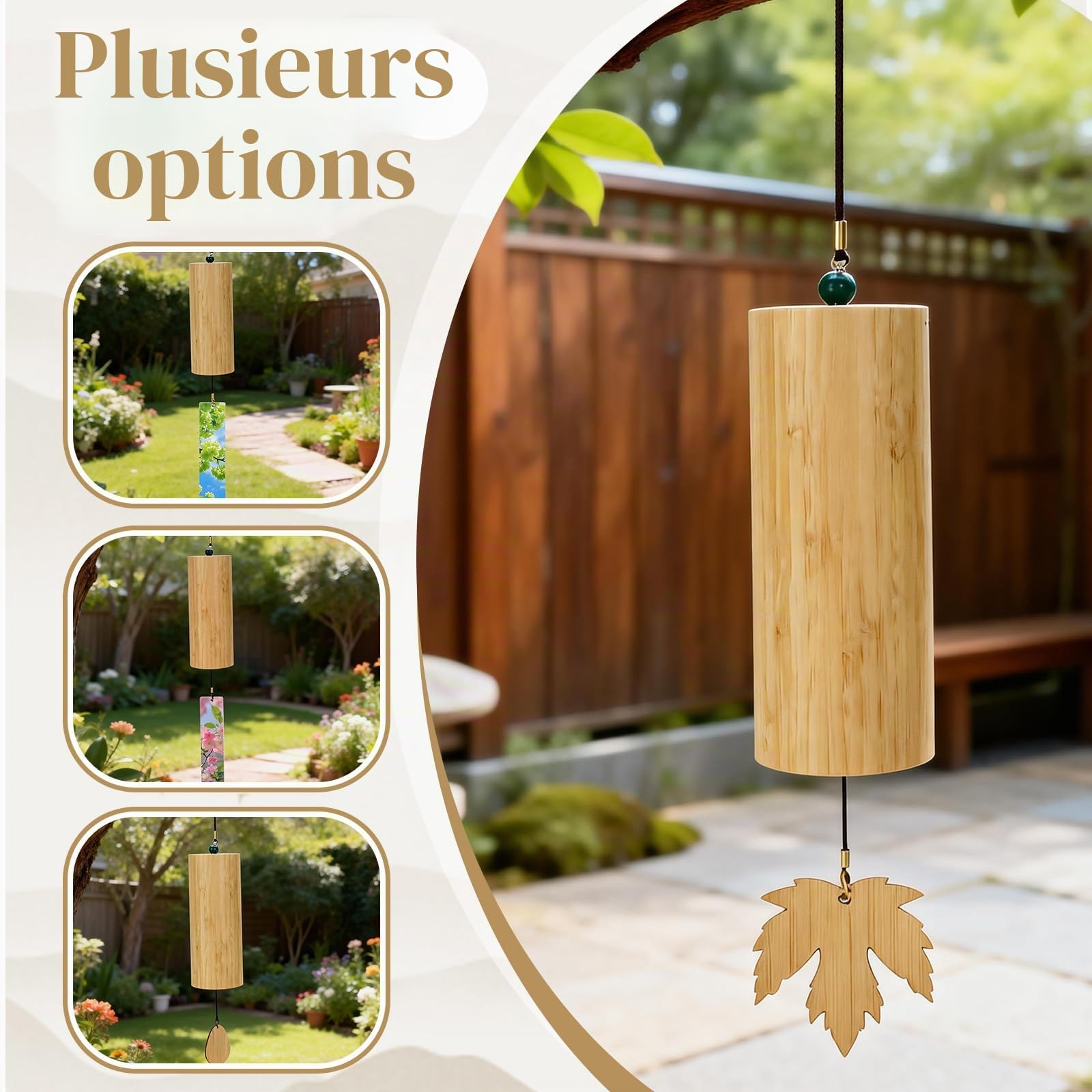 Carillon à Vent Carillons Décoratifs Carillon Éolien en Bambou | Carillon Éolien en Bambou | Son Naturel et Apaisant | Décoration Suspendue | Pour Jardin, Cour, Terrasse et Intérieur