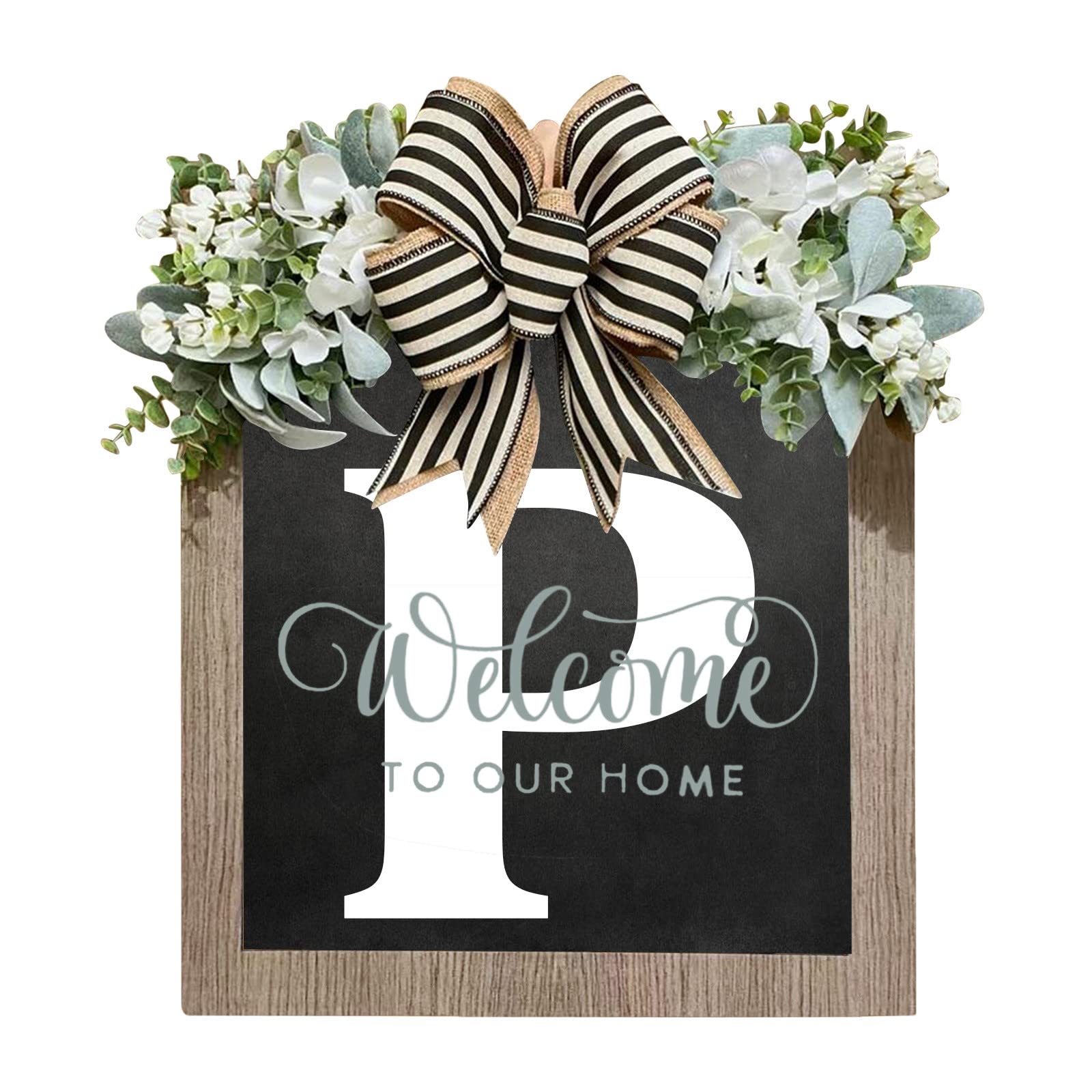 Outdoor Christmas Wreaths for Windows Set 2023 New Last Name Year Round Front Door Wreath Front Door 26 Letter Farmhouse Wreath with Wreath Bow Spring Wreaths for Front Door Leopard Sunflower Wreath