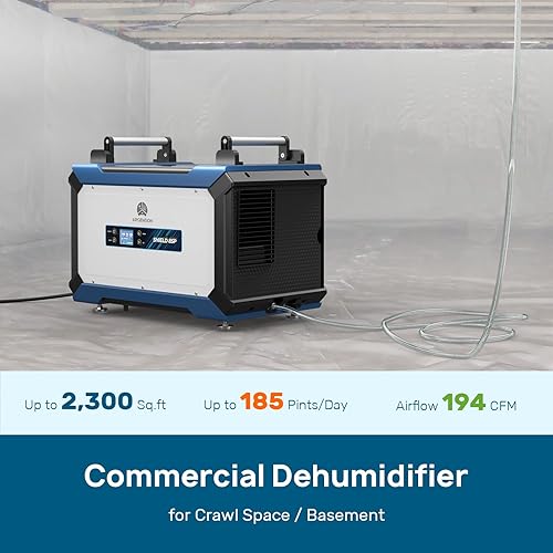 Miniatura 3 de ARGENDON Deshumidificador comercial de 180 pintas con bomba para espacio de arrastre, unidad de daños por agua de la industria para un gran espacio
