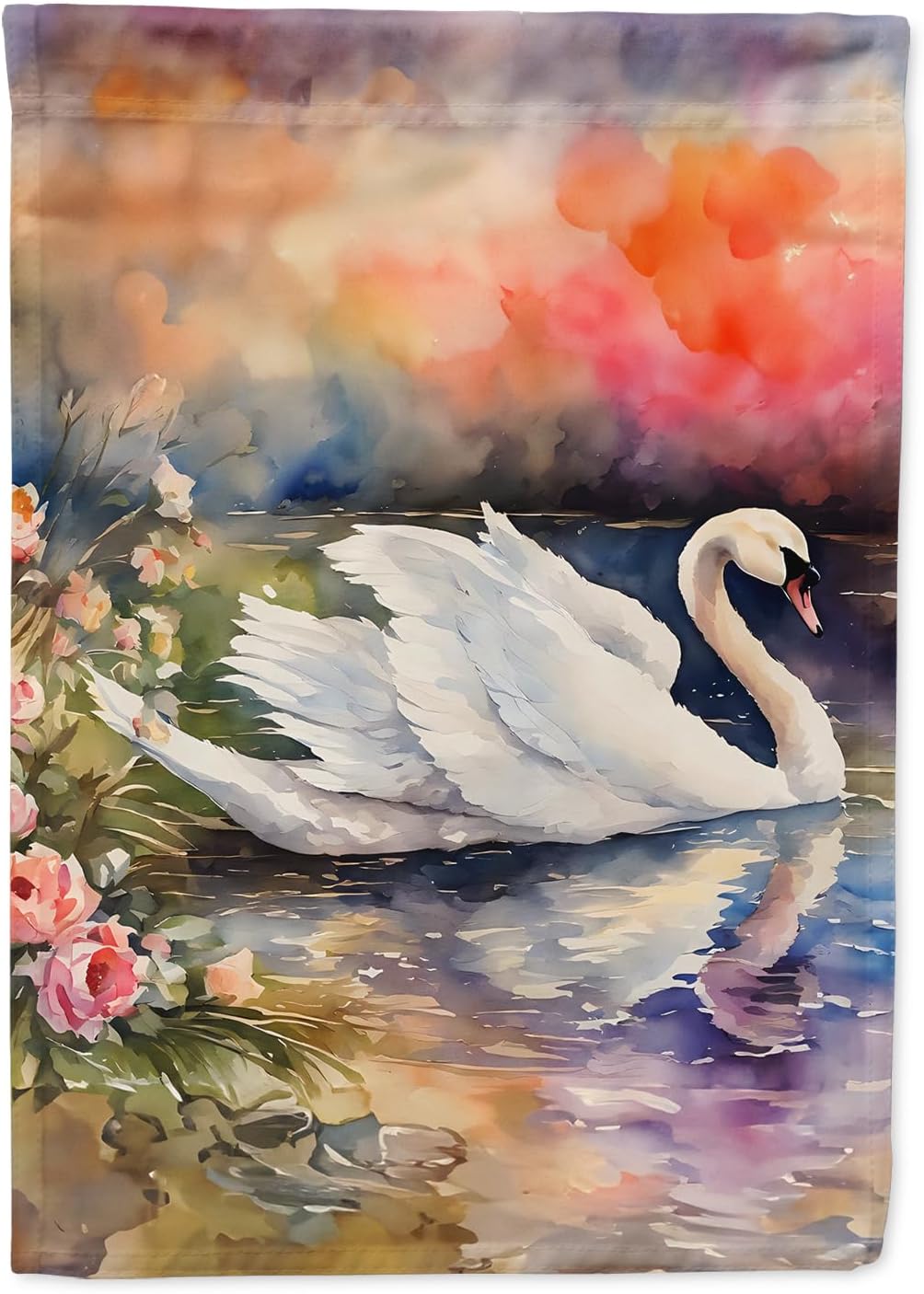Caroline's Treasures Swan House Flag Large Porch Sleeve Pole Decorative Outside Yard Banner Artwork Wall Hanging, Polyester, House Size, Multicolor