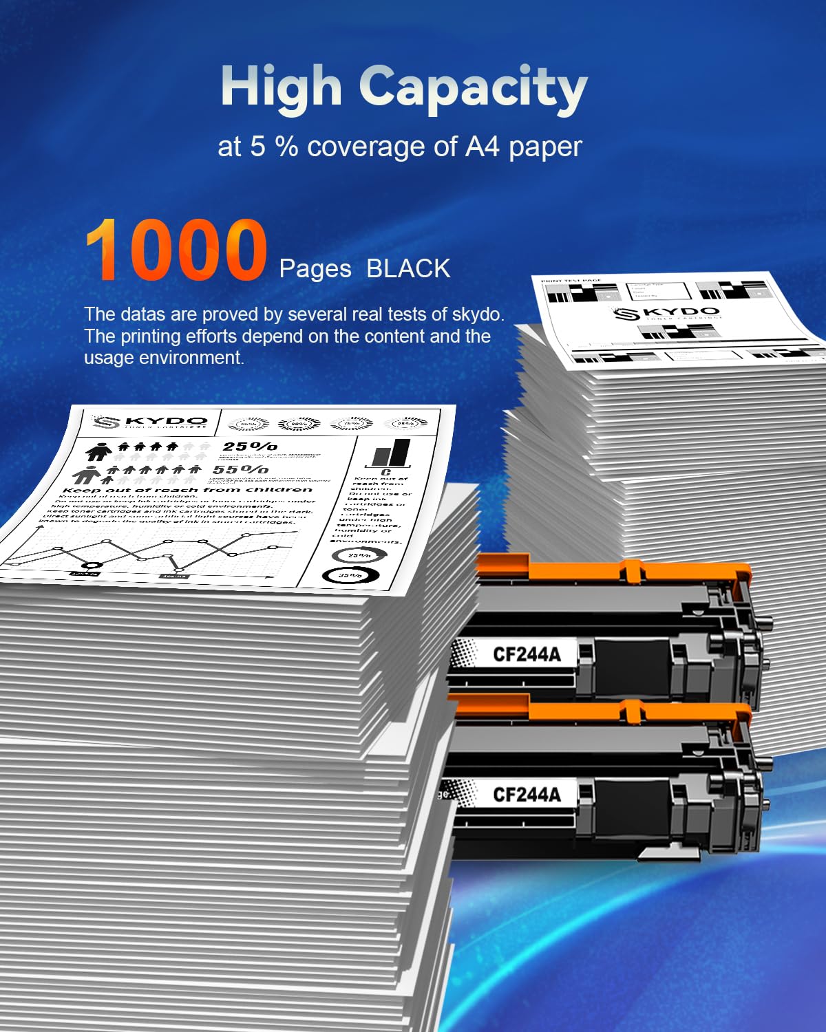 Skydo 44A CF244A Compatibili Cartucce di Toner Sostituzione per HP 44A CF244A Toner per HP Laserjet Pro MFP M28w M28a M15w M15a (Nero, 2-Pack)