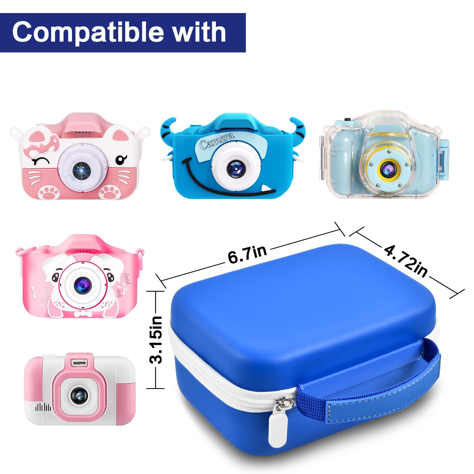 Againmore Kids Camera Bag Compatible with GREENKINDER/for Uleway/Gofunly/for NUOTUN Digital Camera; Instant Camera Storage Box, Dark Blue, No, dark blue, No - Image 3