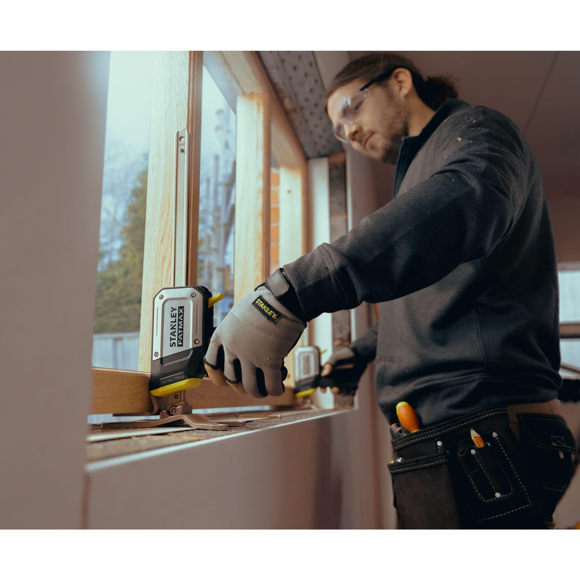 STANLEY FATMAX TradeLift Utensile multifunzionale per il sollevamento e la tenuta (fino a 150 kg), il livellamento (2,5 mm) e la distensione (fino a 220 mm) (confezione doppia), FMHT83552-1