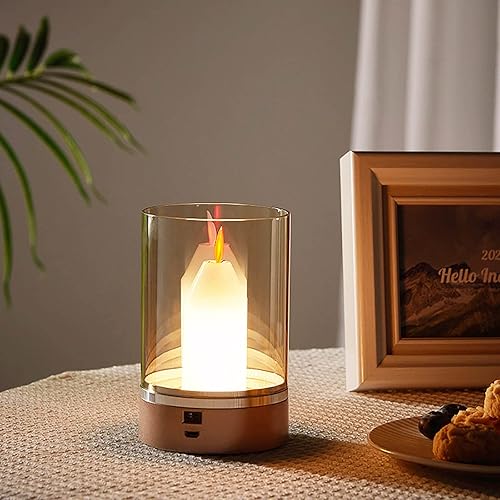 Velas LED sin llama de cristal con carga USB inducción de barrido de mano luz parpadeante de color cálido para festivales bodas decoración de